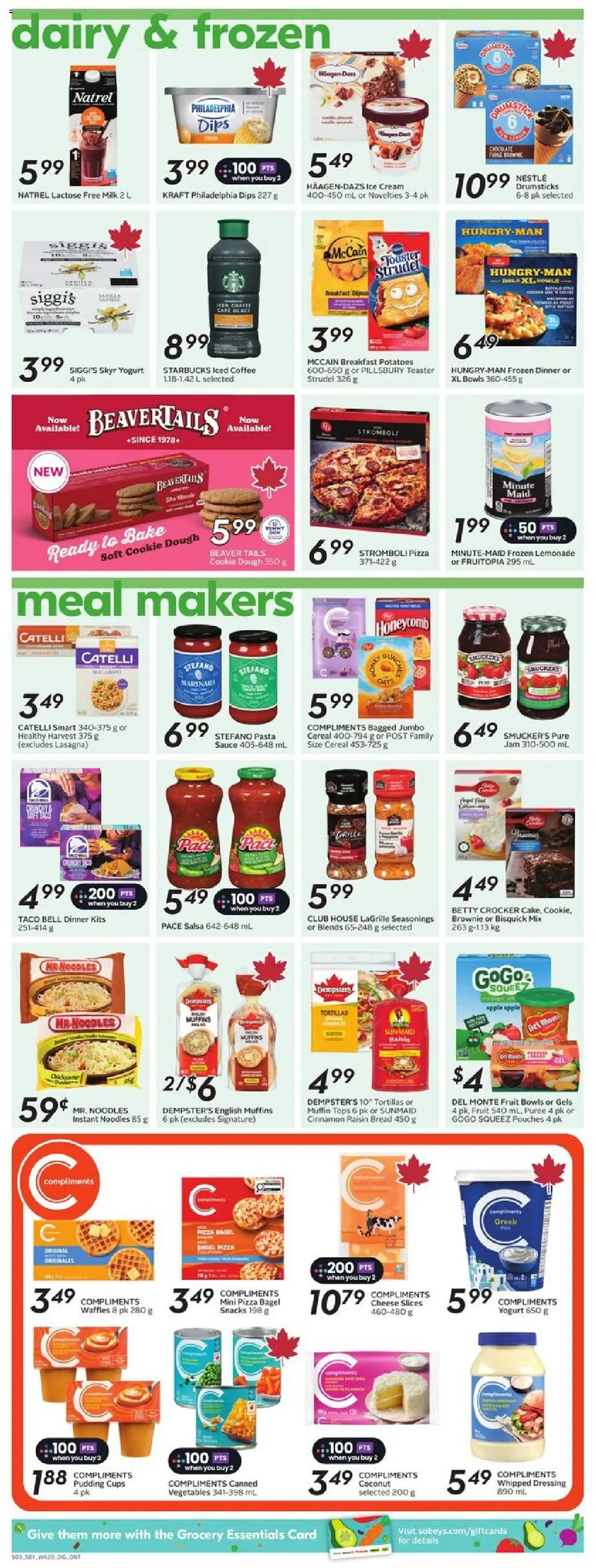 Sobeys flyer valid from 11.09.2025 | Page: 11 | Products: Cream, Yogurt, Bread, Pizza