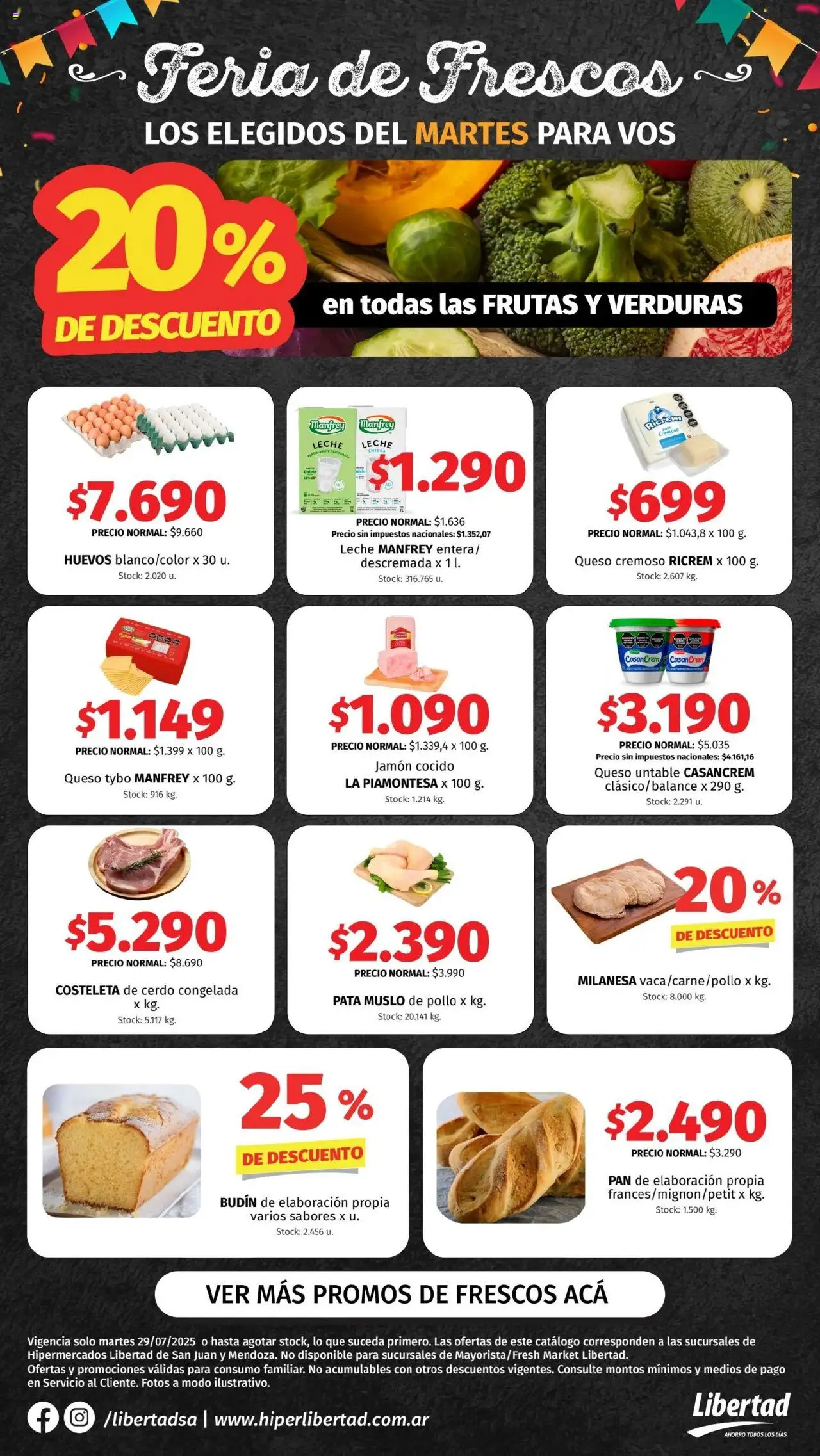 Hipermercado Libertad - Feria de Frescos - CUYO │ válido desde el 29.07.2025 | Página: 1 | Productos: Pollo, Jamón cocido, Huevos, Pan