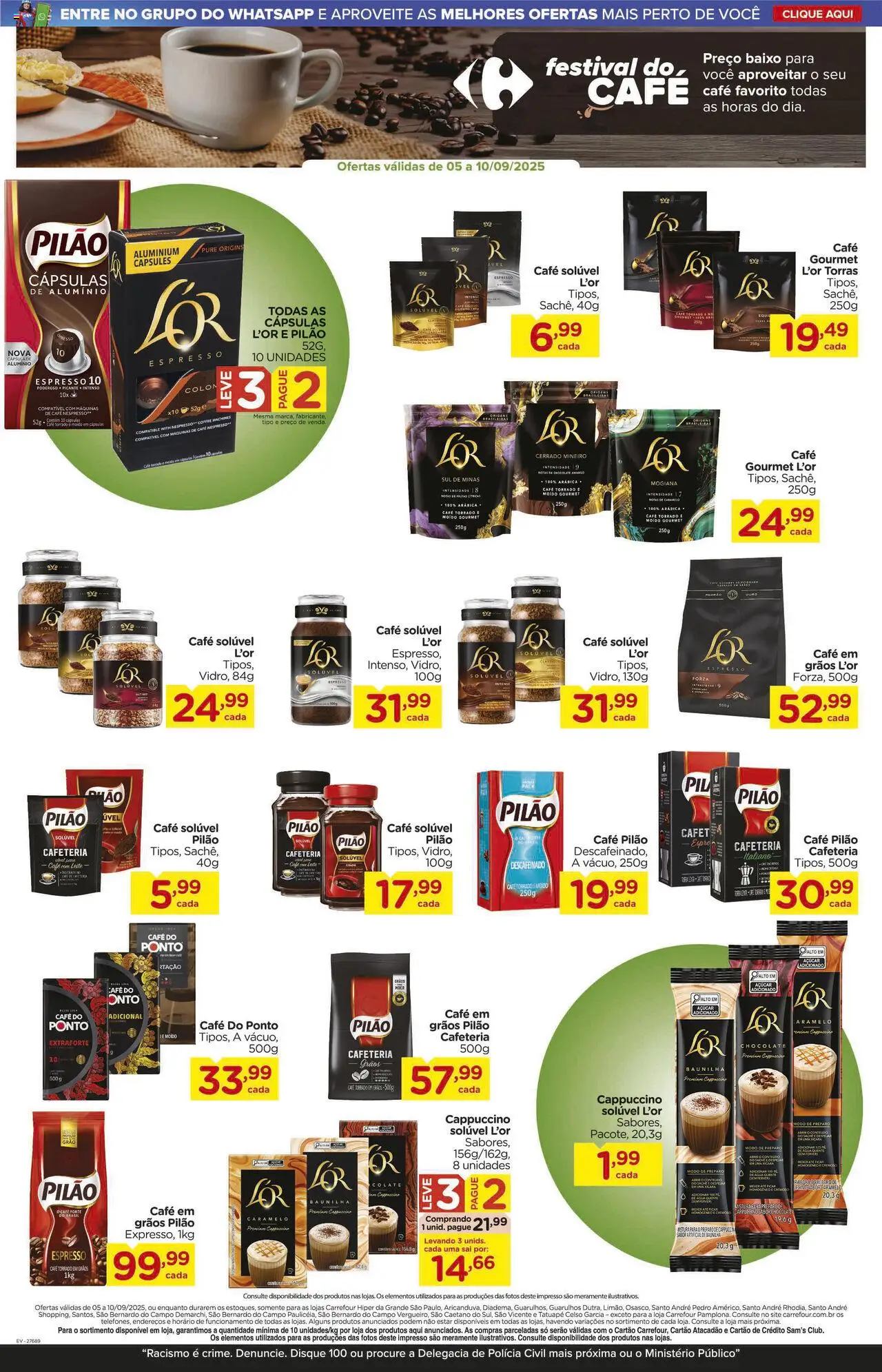 Carrefour Folheto - válido de 05.09.2025 | Página: 5 | Produtos: Chocolate, Café pilão, Açúcar, Café solúvel