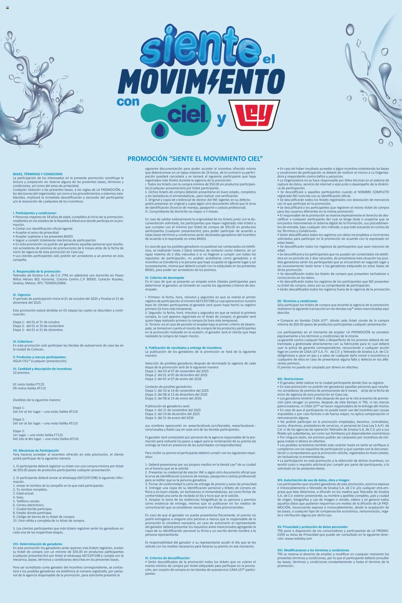 Nuevas ofertas de Casa Ley válidas en toda la República Mexicana desde el 01.10.2025. ¡Encuentra las mejores ofertas en Casa Ley Folleto Siente el movimiento ciel! | Página: 2 | Productos: Agua, Radio, Teléfono, Campana