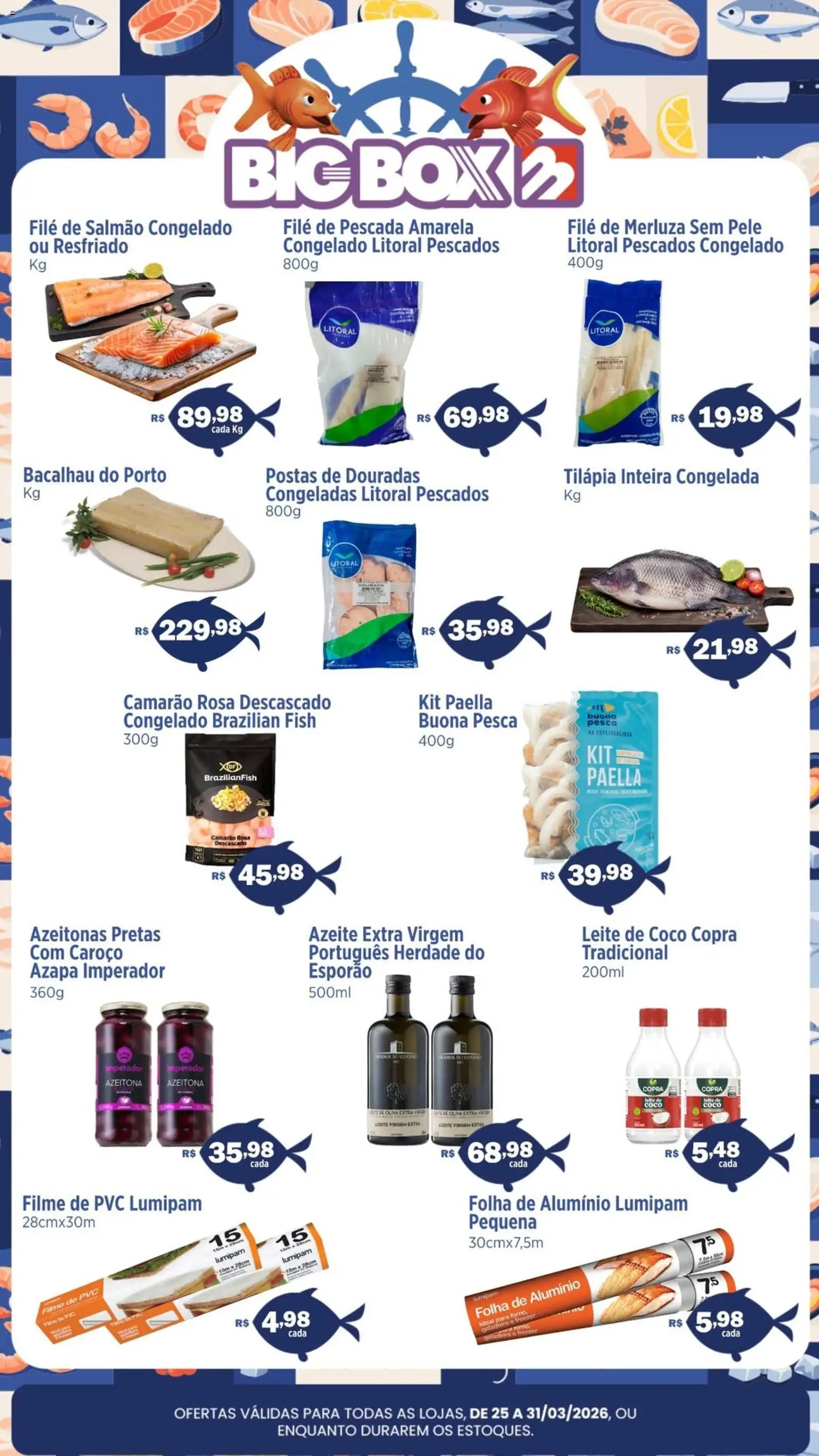 Big Box Folheto - válido de 25.03.2026 | Página: 1 | Produtos: Azeitonas, Geladeira, Salmão, Leite de coco