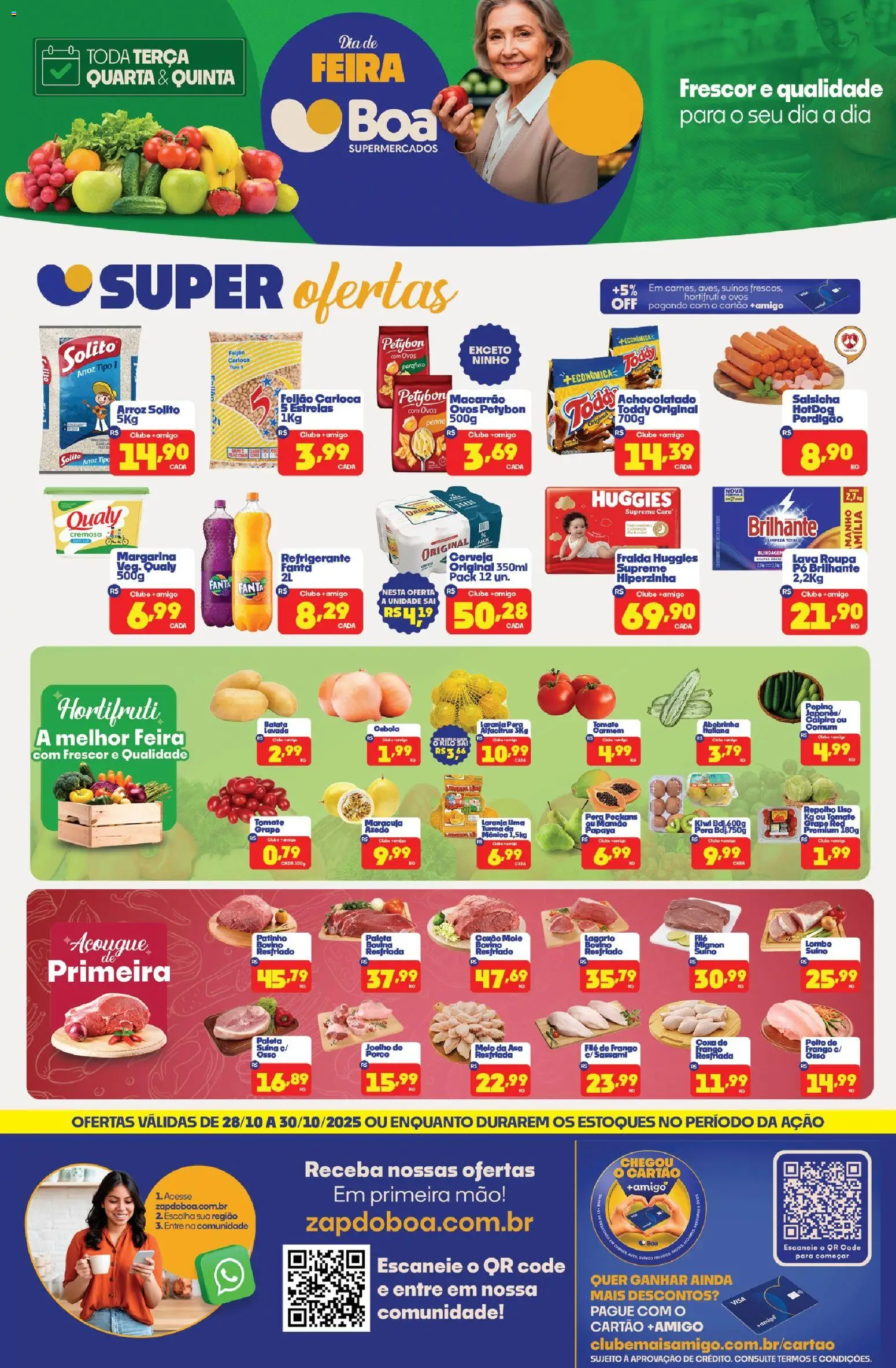 Boa Supermercados Folheto - válido de 28.10.2025 | Página: 1 | Produtos: Abobrinha, Fanta, Achocolatado, Frango