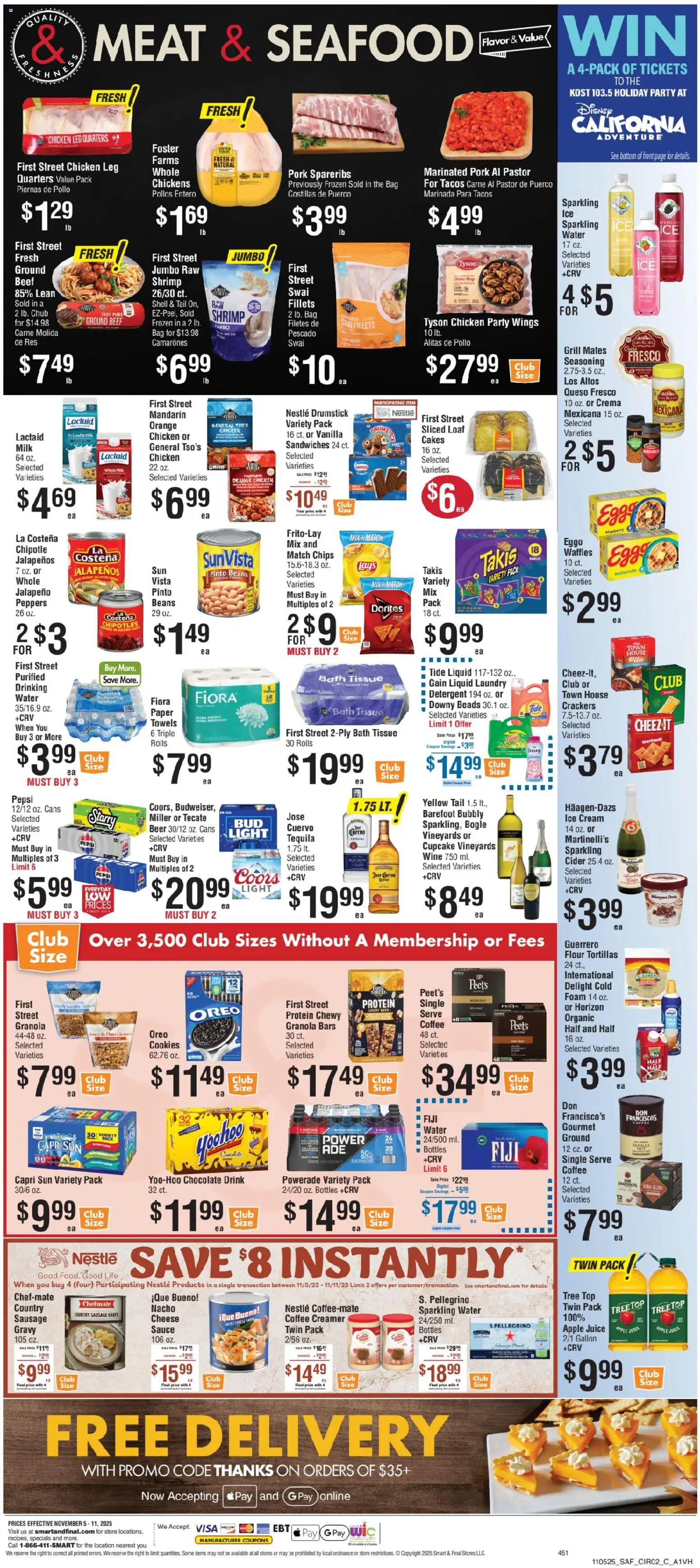 Smart & Final Weekly Ad - valid from 07.11.2025 | Page: 3 | Products: Cheese, Beef, Detergent, Water
