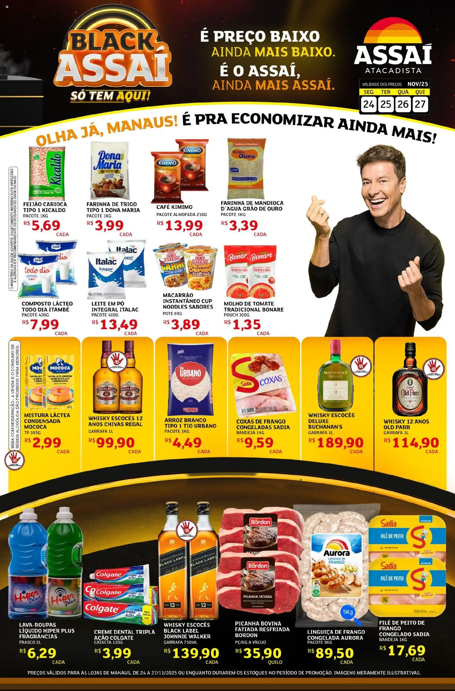 Assaí Atacadista Folheto - válido de 24.11.2025 | Página: 1 | Produtos: Feijão, Molho de tomate, Almofada, Creme dental