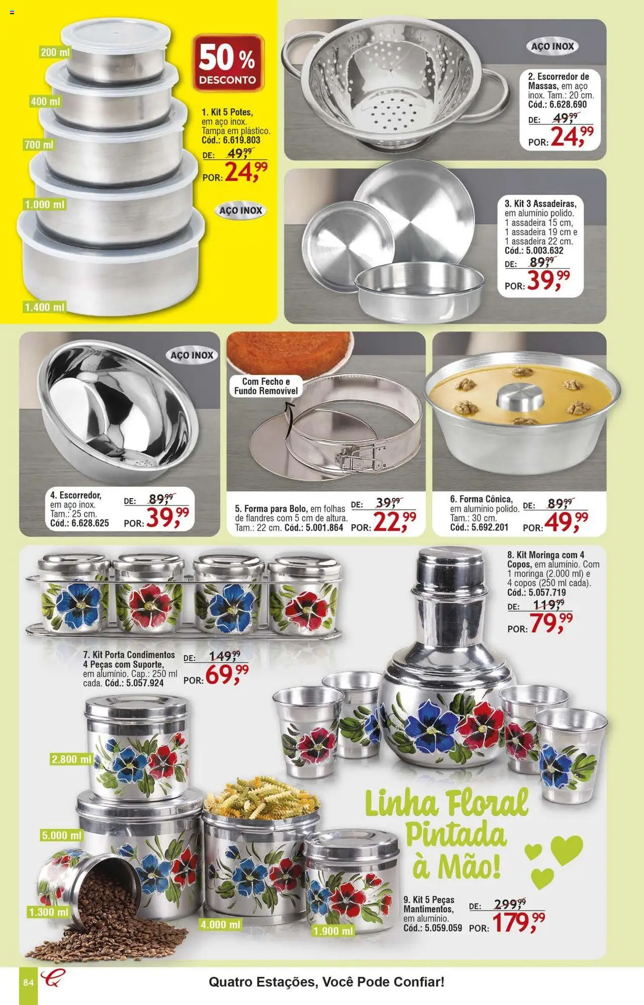 Quatro Estações Folheto - válido de 01.08.2025 | Página: 80 | Produtos: Escorredor, Porta, Copos, Assadeira
