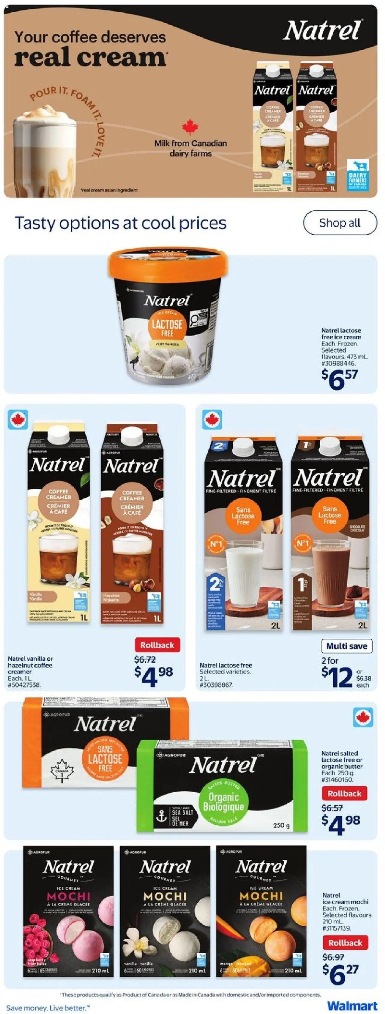 Walmart flyer valid from 25.09.2025 | Page: 27 | Products: Cream, Ice cream, Milk, Coffee