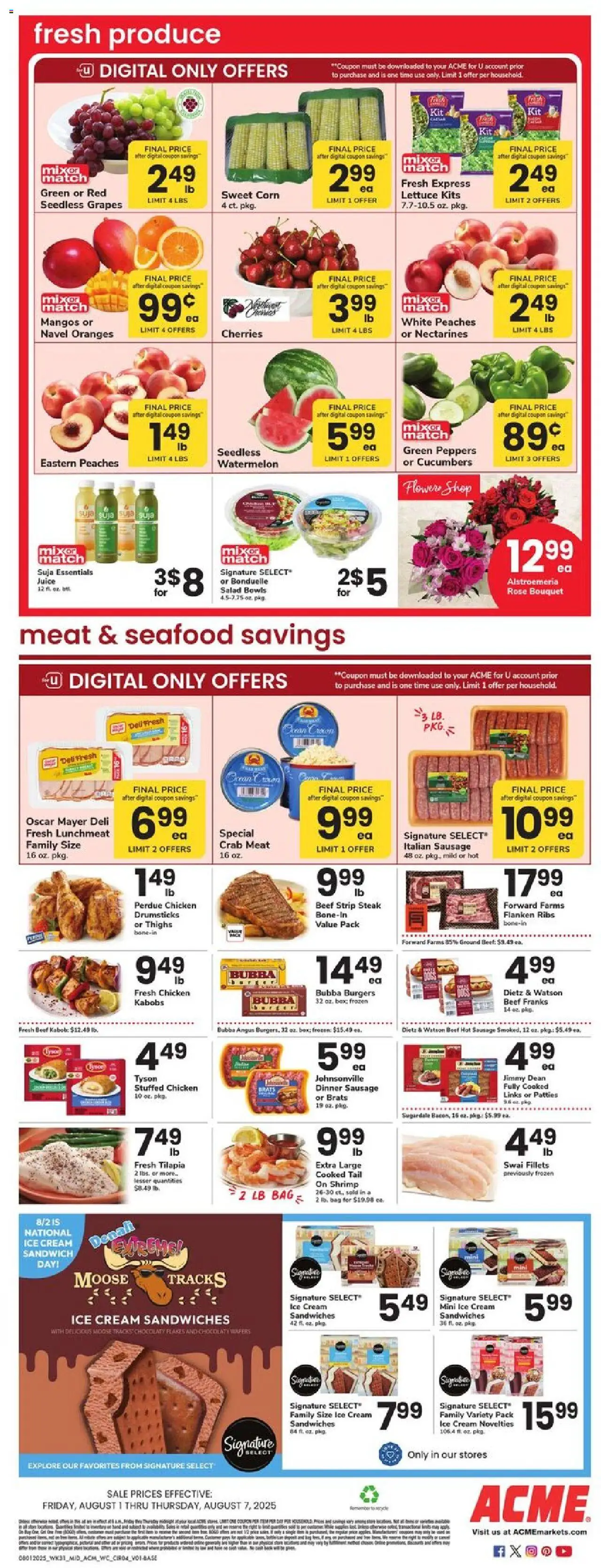 Acme Weekly Ad - NJ - valid from 01.08.2025 | Page: 4 | Products: Corn, Cherries, Flakes, Bag