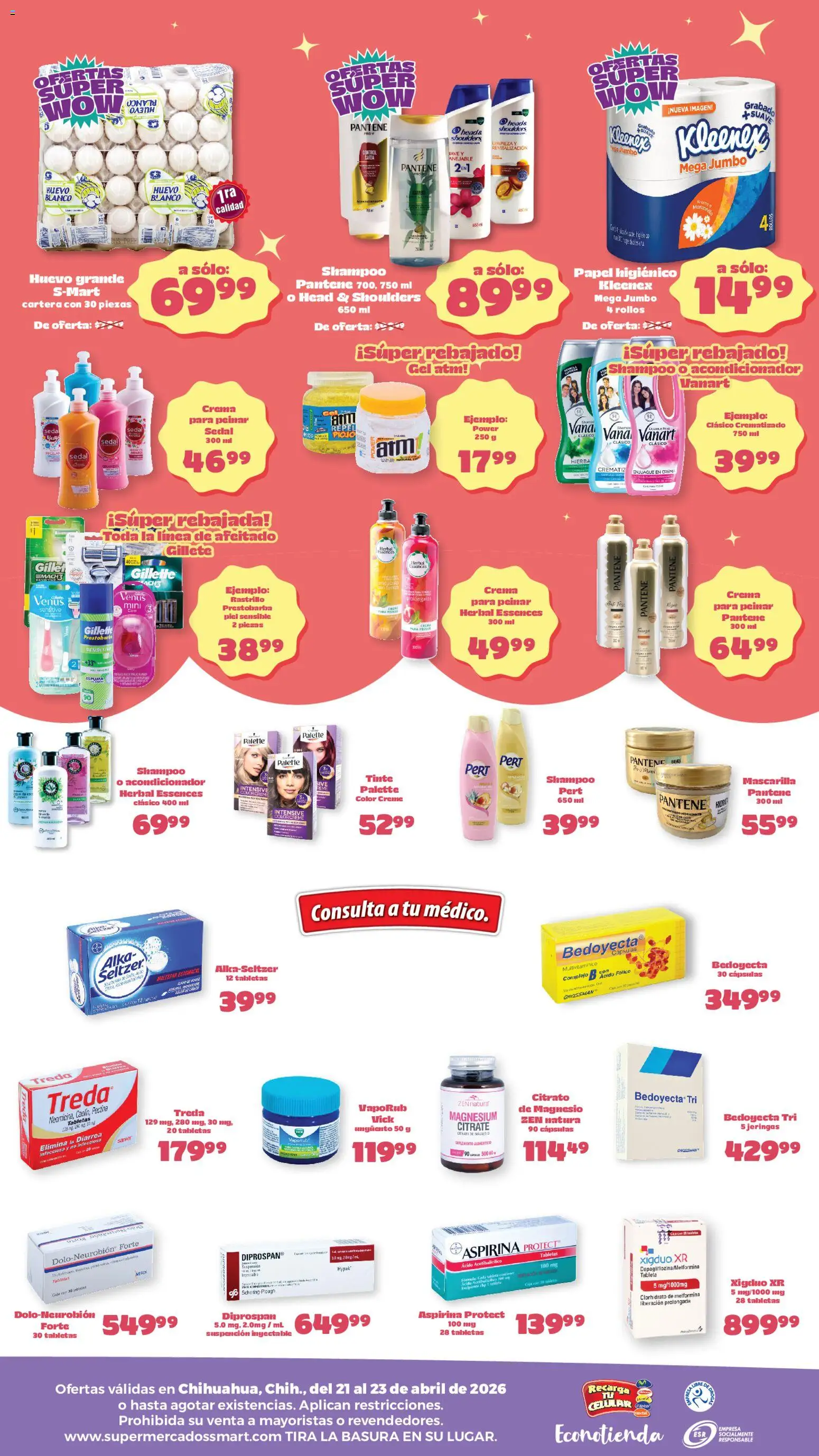 Nuevas ofertas de S-Mart válidas en toda la República Mexicana desde el 21.04.2026. ¡Encuentra las mejores ofertas en S-Mart folleto Ofertas de feria Chihuahua! | Página: 2 | Productos: Huevo, Papel higiénico, Mascarilla, Tableta