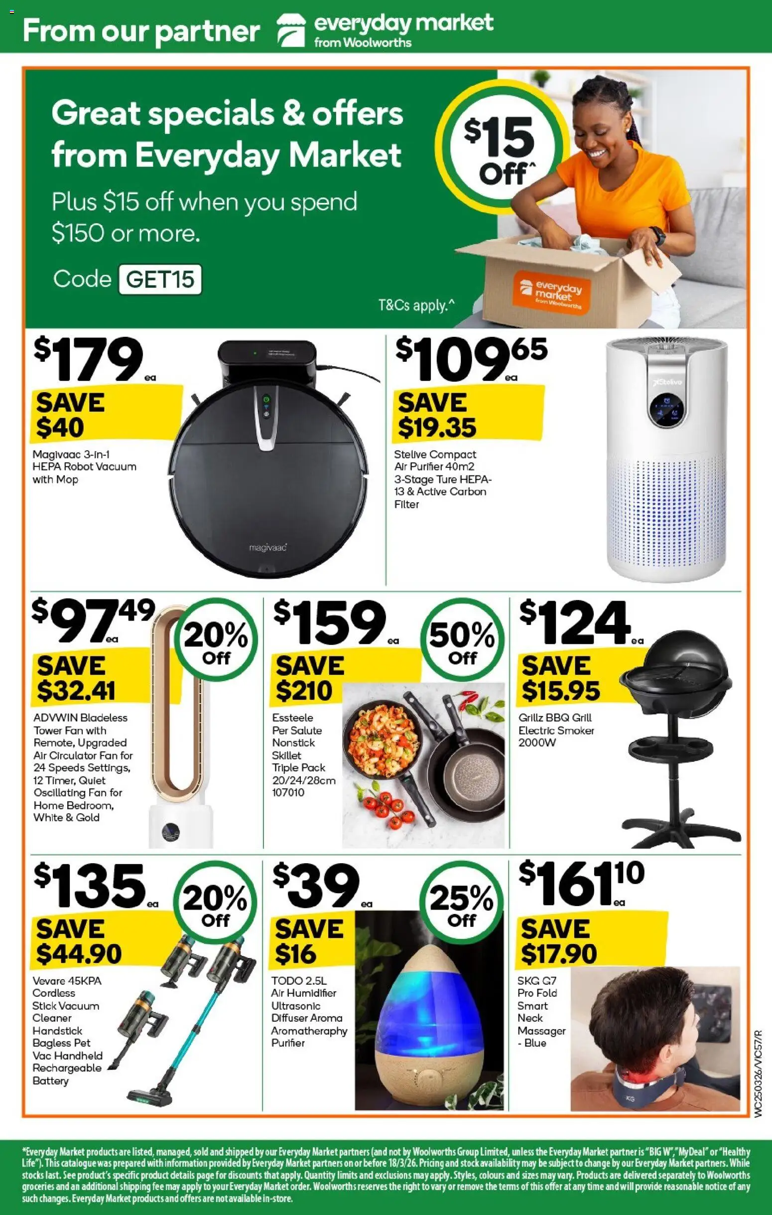 Woolworths catalogue - valid from 25.03.2026 | Page: 57 | Products: Mop, Cleaner, Grill, Air purifier
