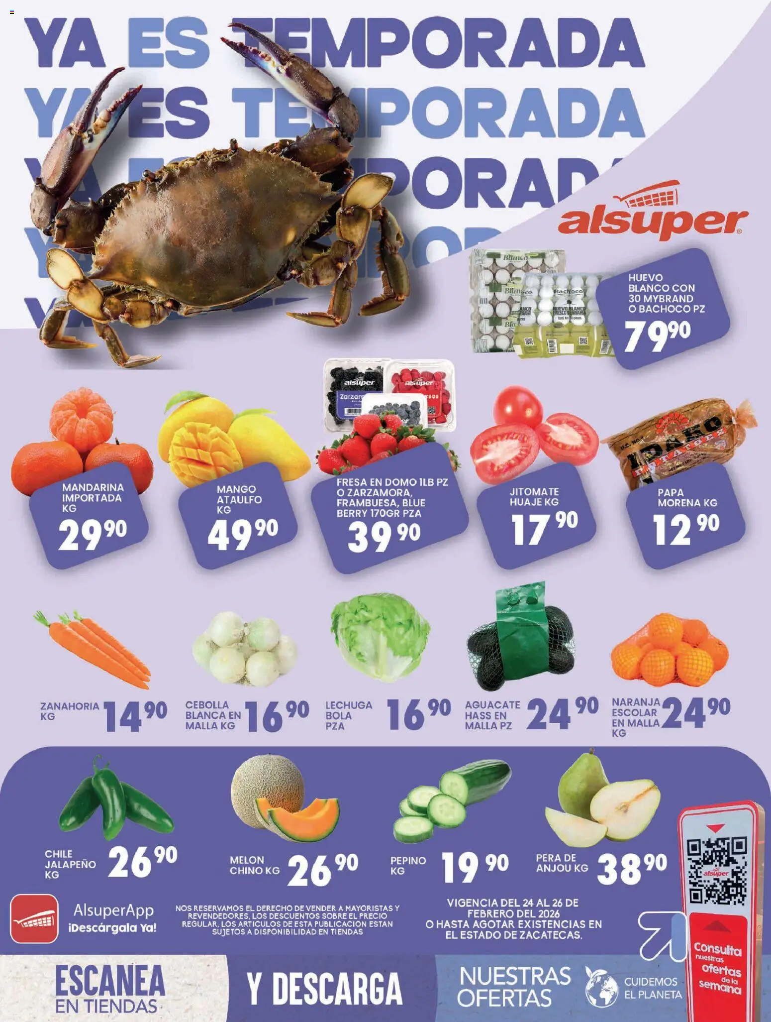 Nuevas ofertas de Alsuper válidas en toda la República Mexicana desde el 24.02.2026. ¡Encuentra las mejores ofertas en Alsuper folleto Zacatecas! | Página: 1 | Productos: Fresa, Aguacate, Zanahoria, Sobre