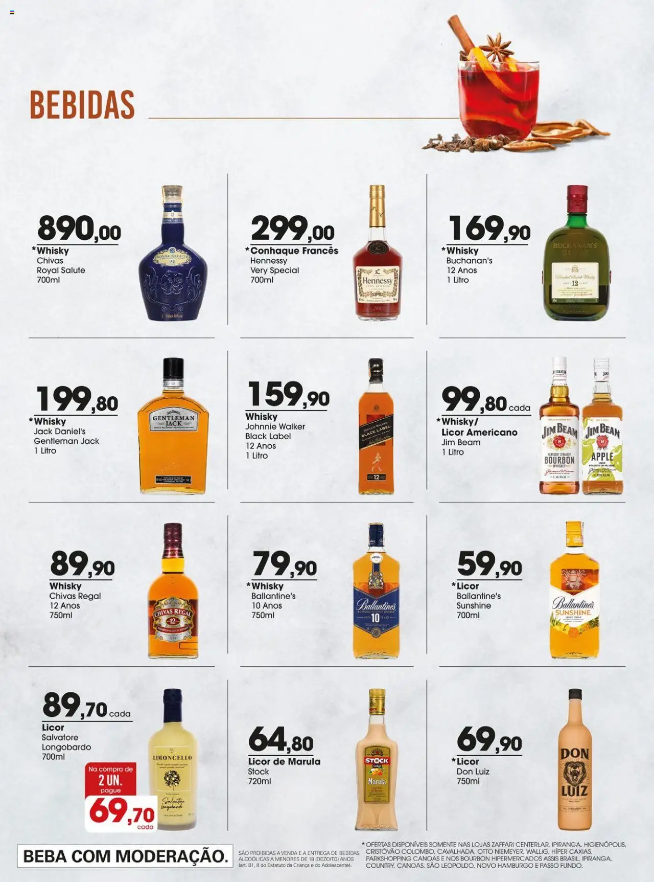Zaffari Folheto - válido de 29.07.2025 | Página: 16 | Produtos: Whisky, Licor, Bourbon