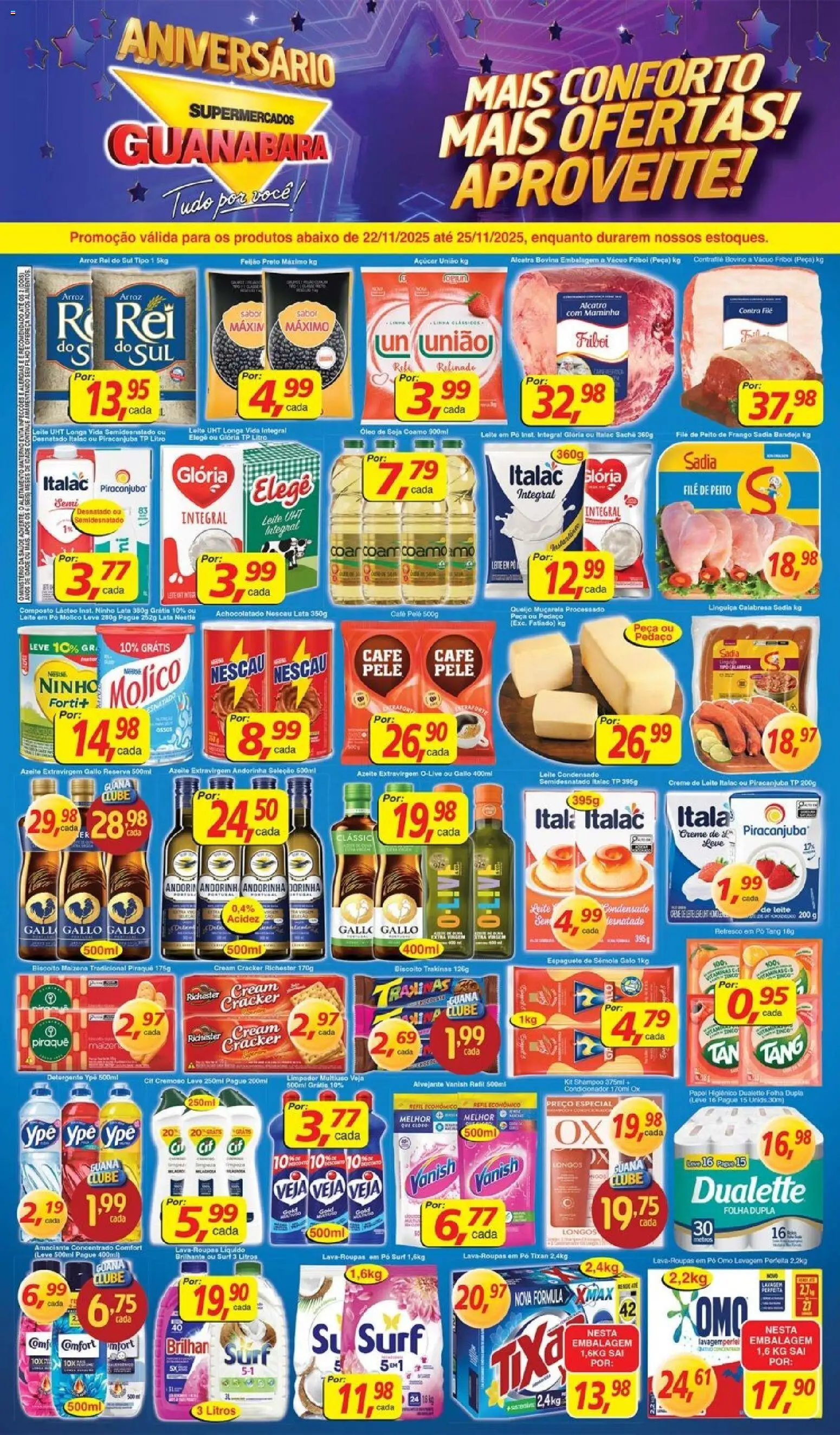 Supermercados Guanabara Folheto - válido de 22.11.2025 | Página: 1 | Produtos: Óleo, Creme, Amaciante, Leite em pó
