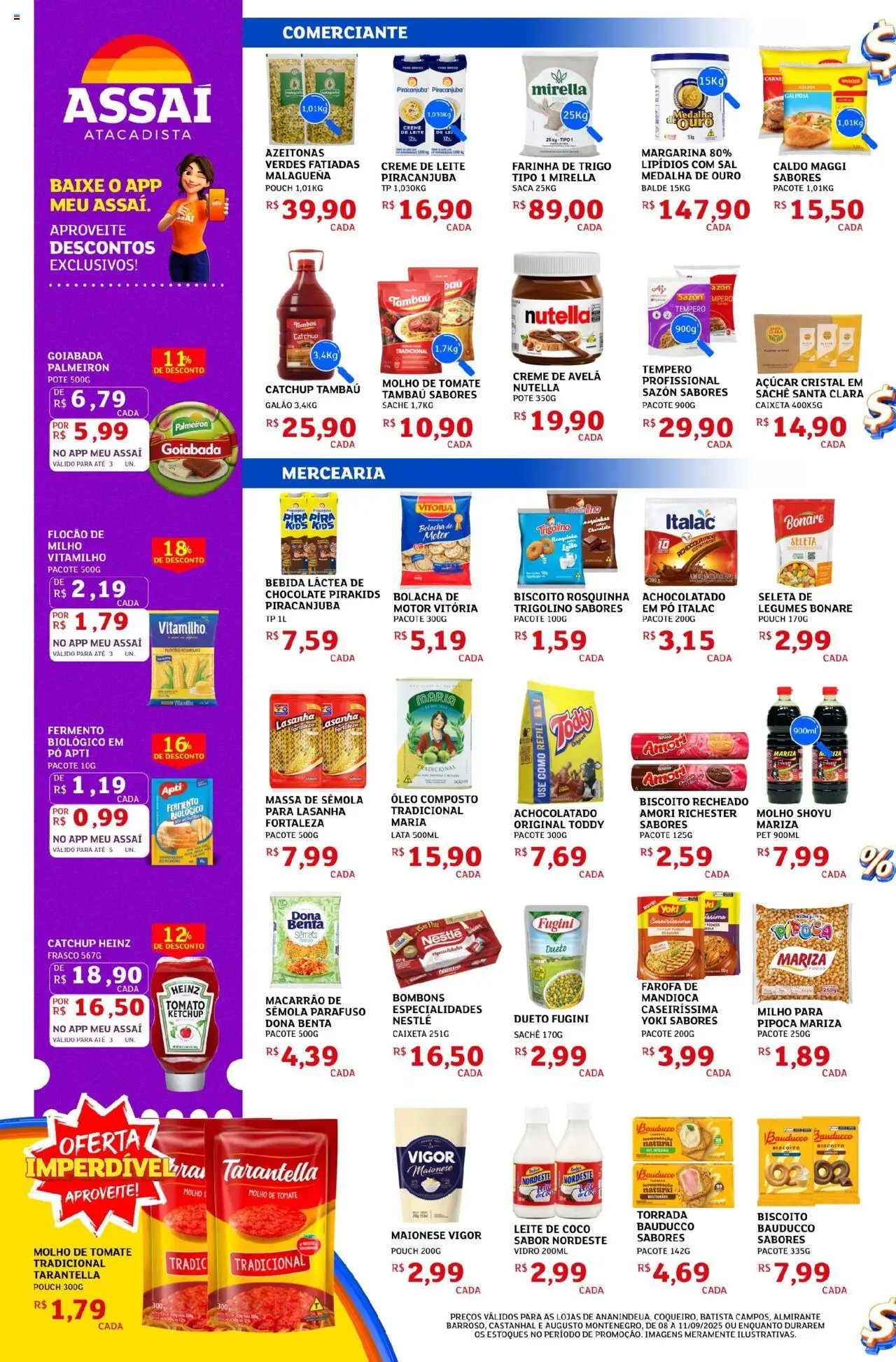 Assaí Atacadista Folheto - válido de 08.09.2025 | Página: 2 | Produtos: Maionese vigor, Leite, Bolacha, Pipoca