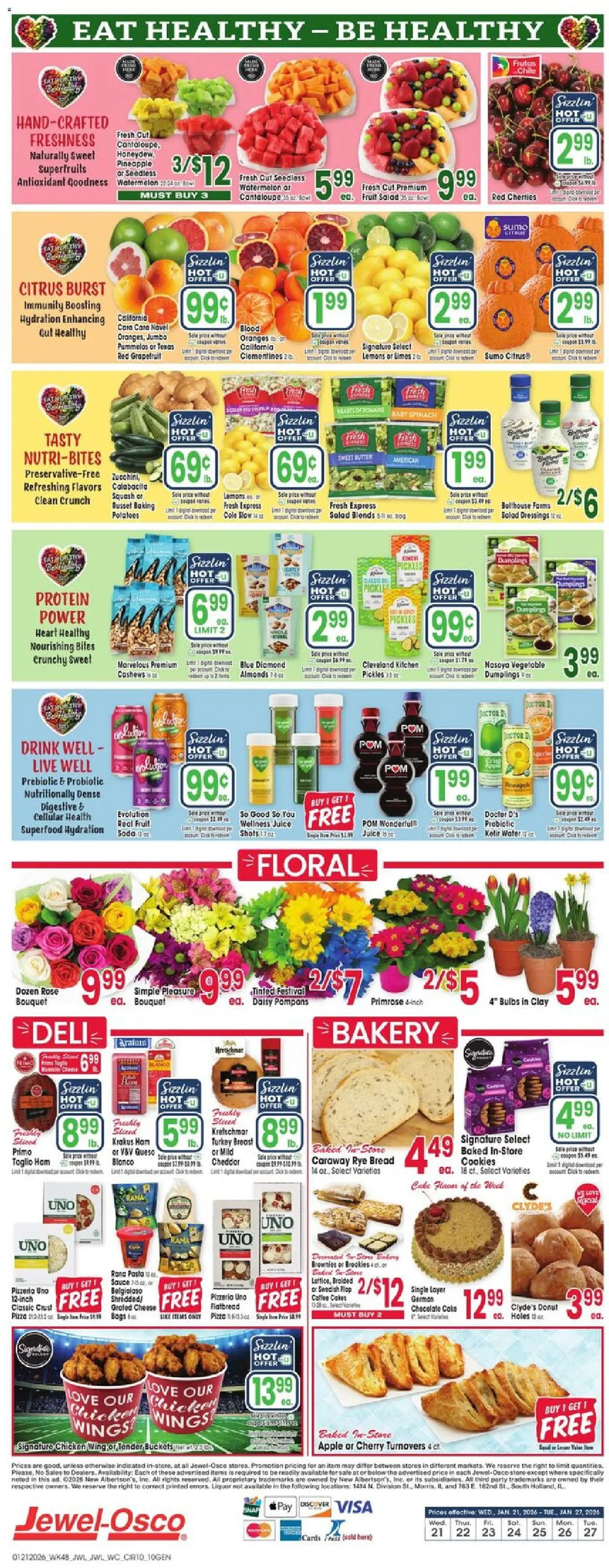 Jewel Osco Weekly Ad - IL - valid from 21.01.2026 | Page: 10 | Products: Spinach, Oranges, Pasta, Watermelon