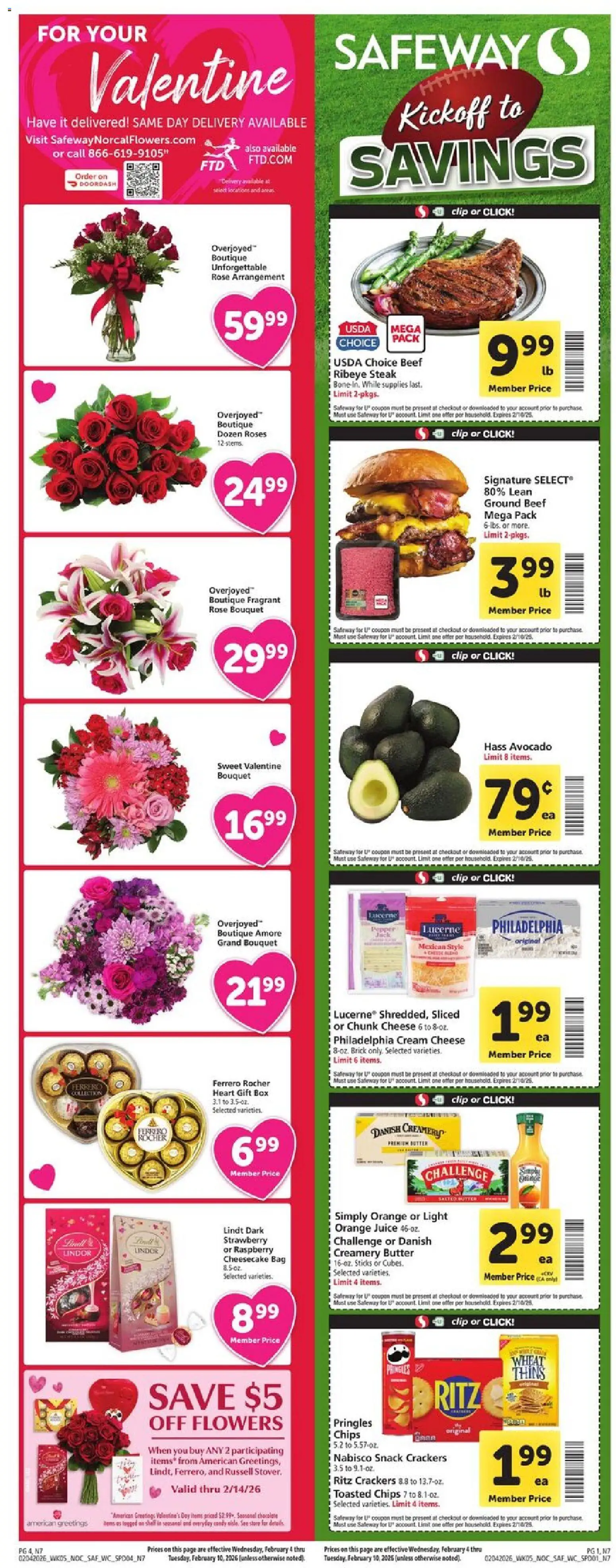 Safeway Weekly Ad - valid from 04.02.2026 | Page: 1 | Products: Wc, Juice, Chips, Cream