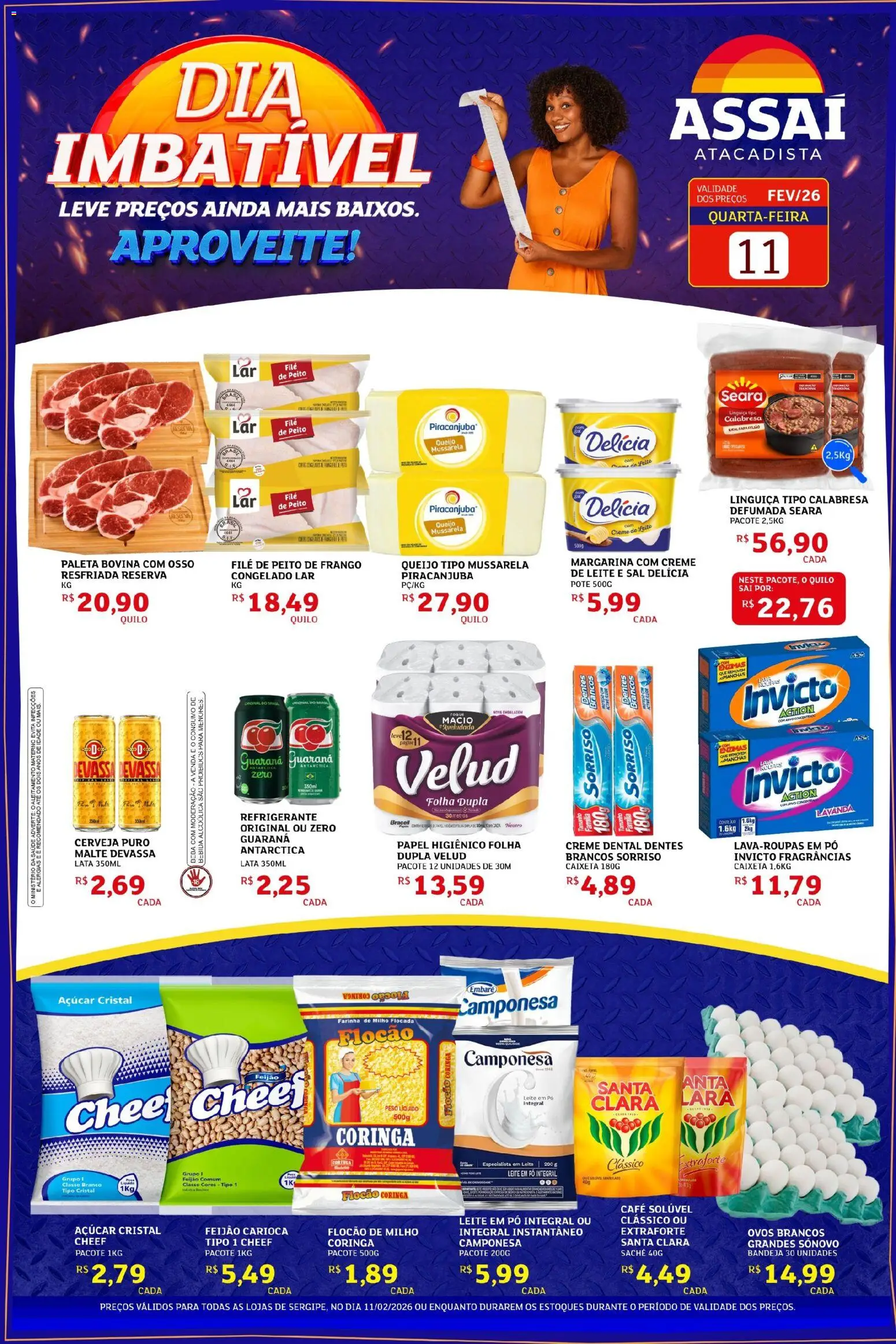 Assaí Atacadista Folheto - válido de 11.02.2026 | Página: 1 | Produtos: Feijão, Pó, Cerveja, Sal