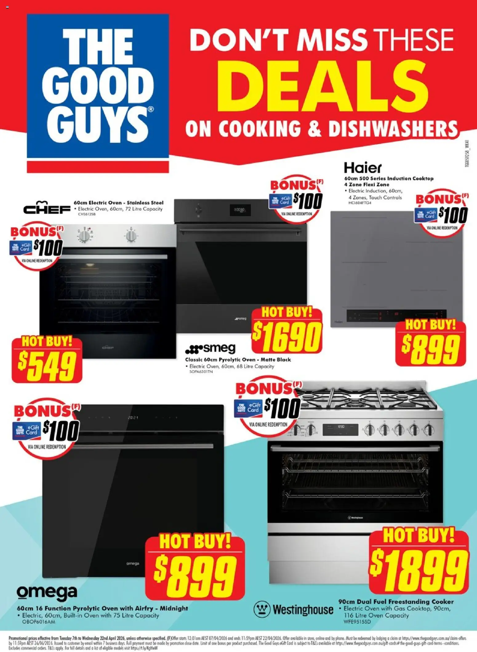The Good Guys catalogue - valid from 06.04.2026 | Page: 1 | Products: Oven, Cooktop