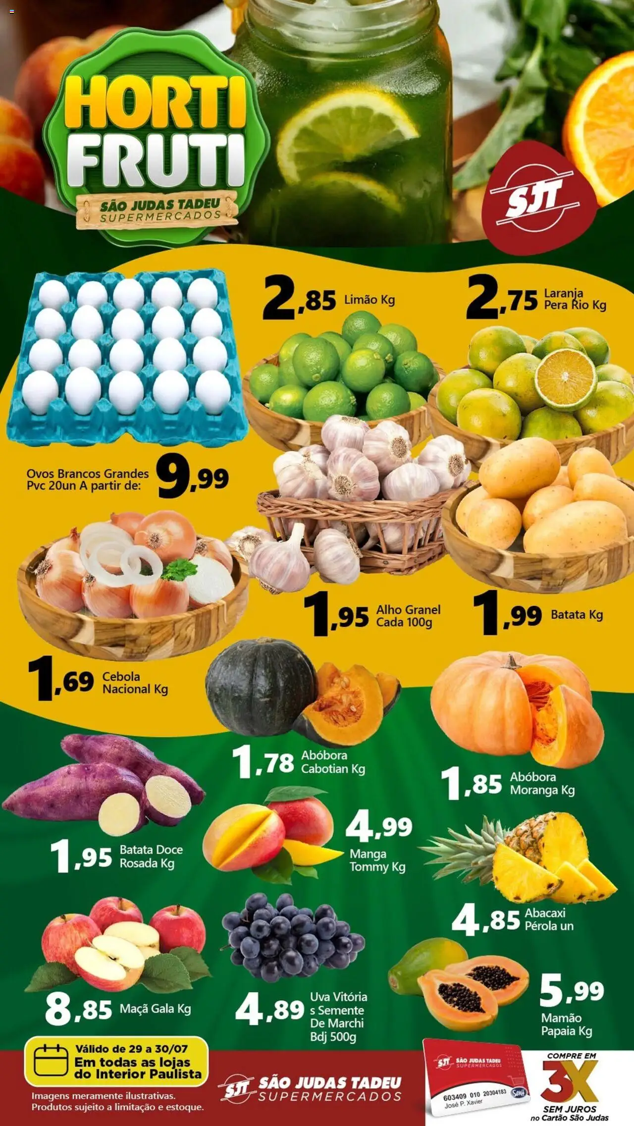 São Judas Tadeu Folheto - válido de 29.07.2025 | Página: 1 | Produtos: Moranga, Pera, Ovos, Batata