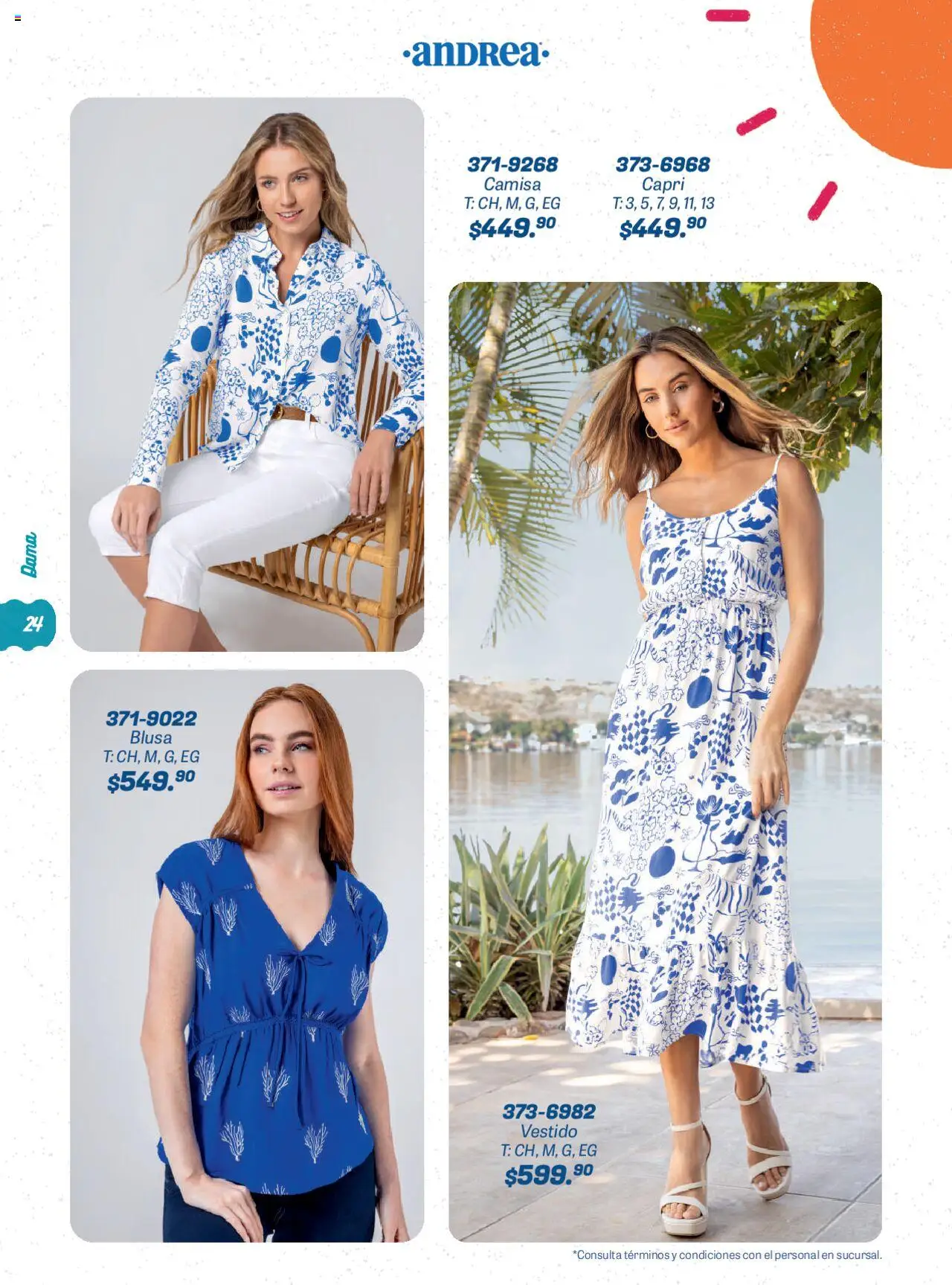 Nuevas ofertas de Andrea válidas en toda la República Mexicana desde el 22.06.2025. ¡Encuentra las mejores ofertas en Andrea catálogo Summer Time! | Página: 24 | Productos: Blusa, Camisa, Vestido