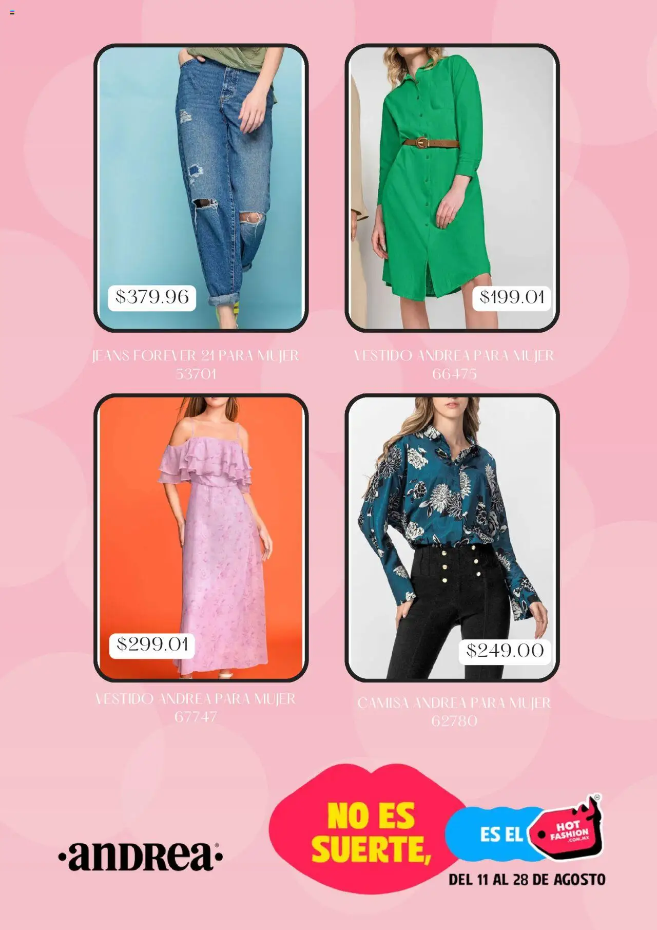 Nuevas ofertas de Andrea válidas en toda la República Mexicana desde el 11.08.2025. ¡Encuentra las mejores ofertas en Andrea - Hot Sale! | Página: 3 | Productos: Camisa, Vestido
