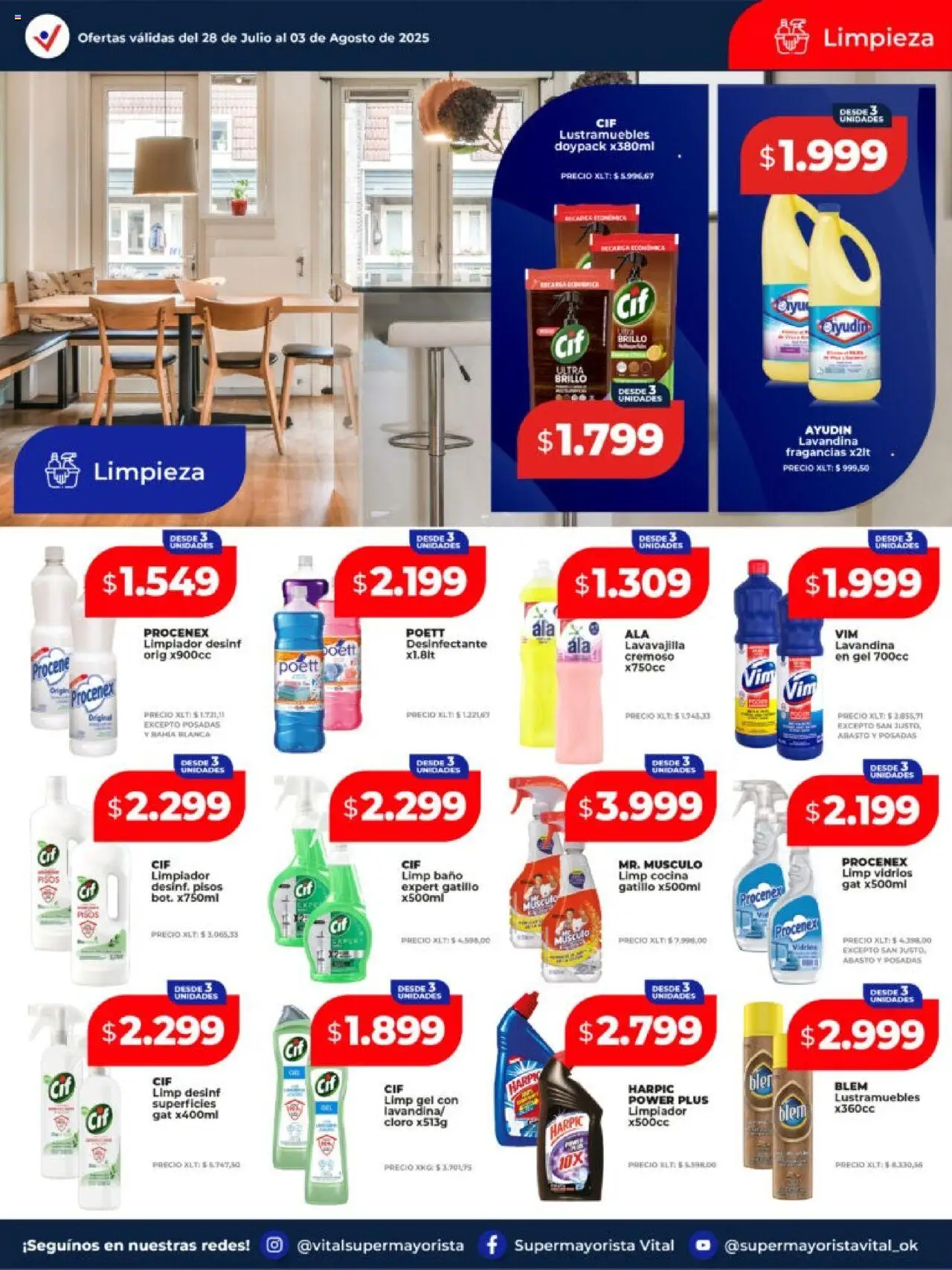 Vital ofertas - Posadas │ válido desde el 28.07.2025 | Página: 7 | Productos: Lustramuebles, Lavandina, Baño, Brillo