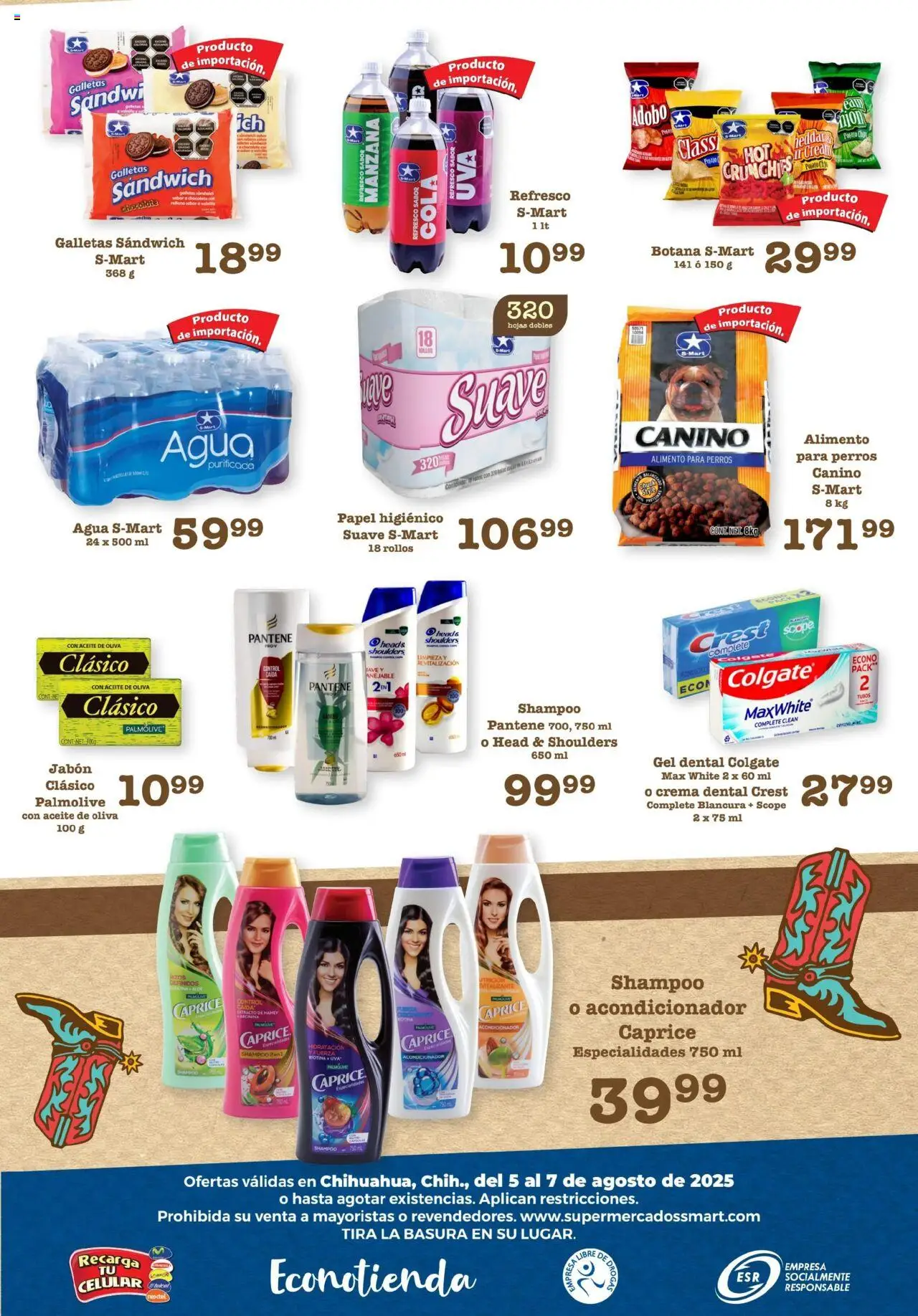 Nuevas ofertas de S-Mart válidas en toda la República Mexicana desde el 05.08.2025. ¡Encuentra las mejores ofertas en S-Mart - Folleto - Chihuahua! | Página: 6 | Productos: Aceite de oliva, Aceite, Chocolate, Papel higiénico