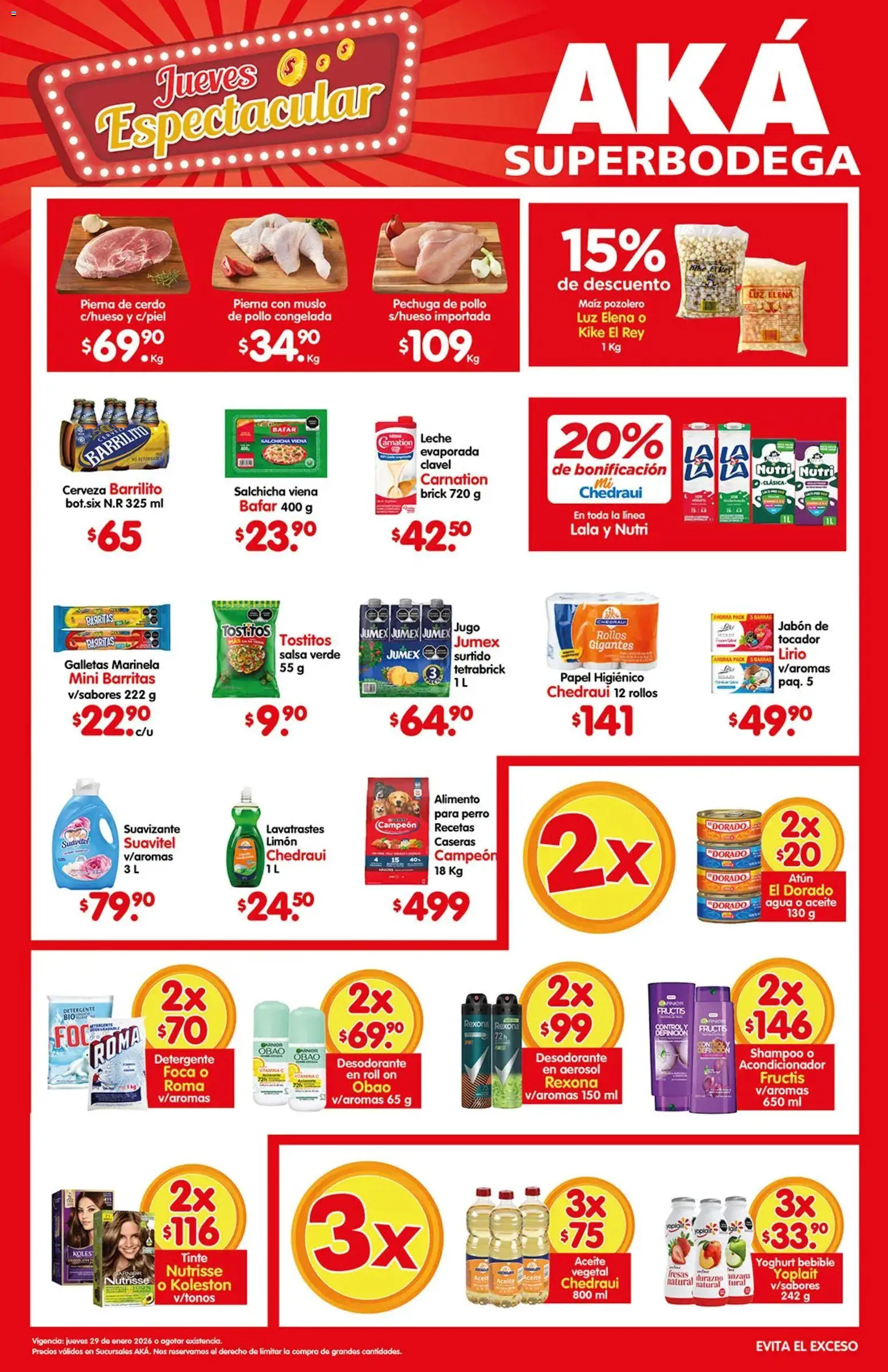 Nuevas ofertas de Arteli válidas en toda la República Mexicana desde el 29.01.2026. ¡Encuentra las mejores ofertas en Arteli folleto Aká Super Bodega ! | Página: 1 | Productos: Pollo, Galletas, Acondicionador, Jabón