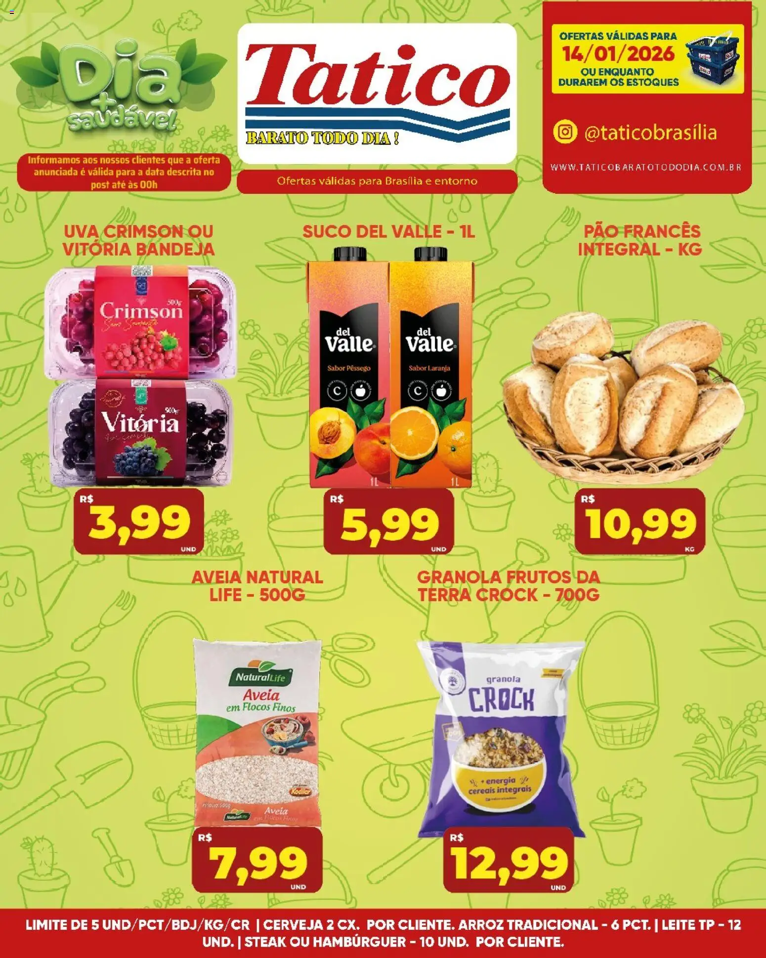 Tatico Folheto - válido de 14.01.2026 | Página: 17 | Produtos: Leite, Arroz, Granola, Flocos