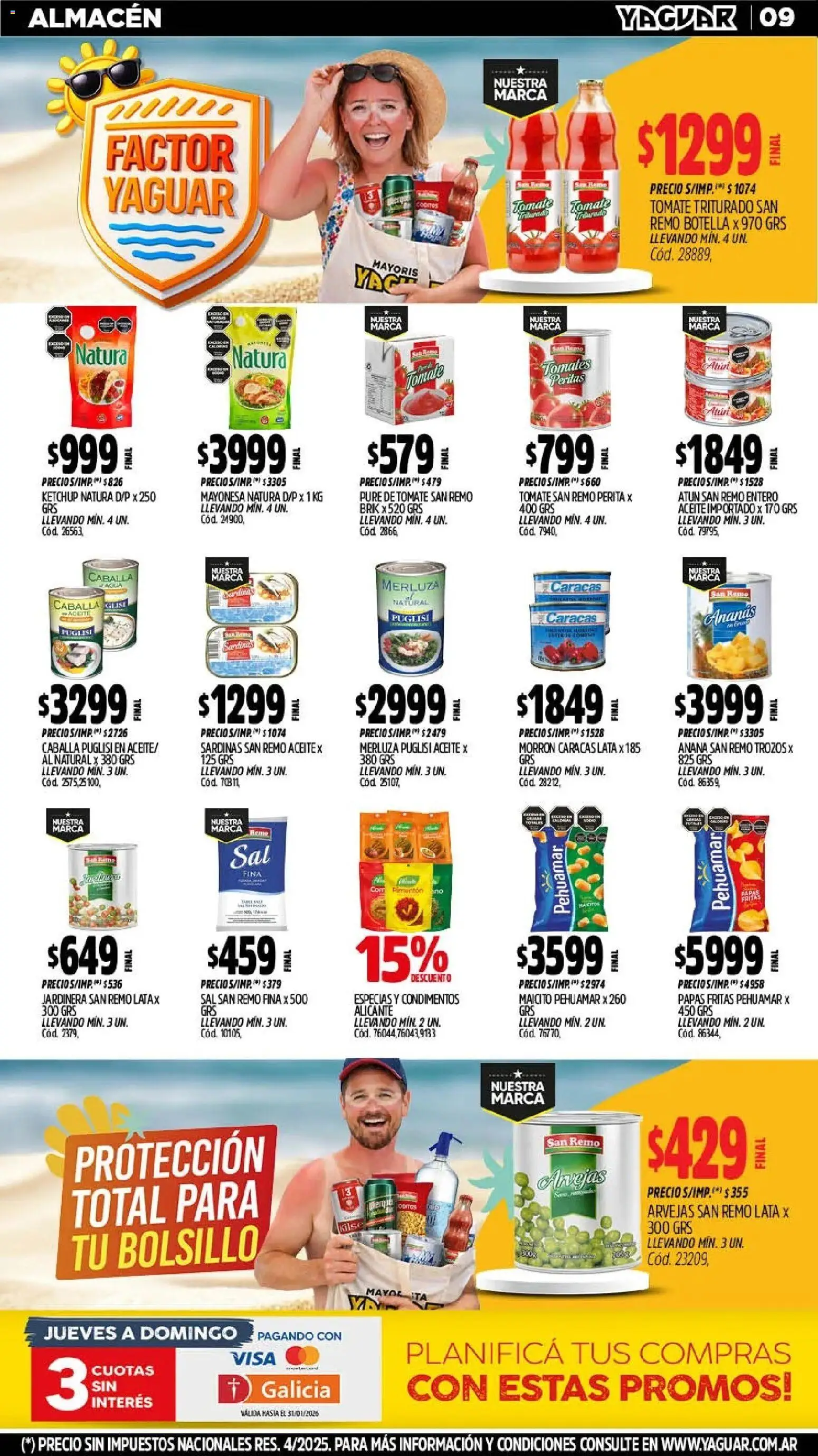 Yaguar catálogo │ válido desde el 26.01.2026 | Página: 9 | Productos: Atún, Tomate, Tomates, Papas fritas