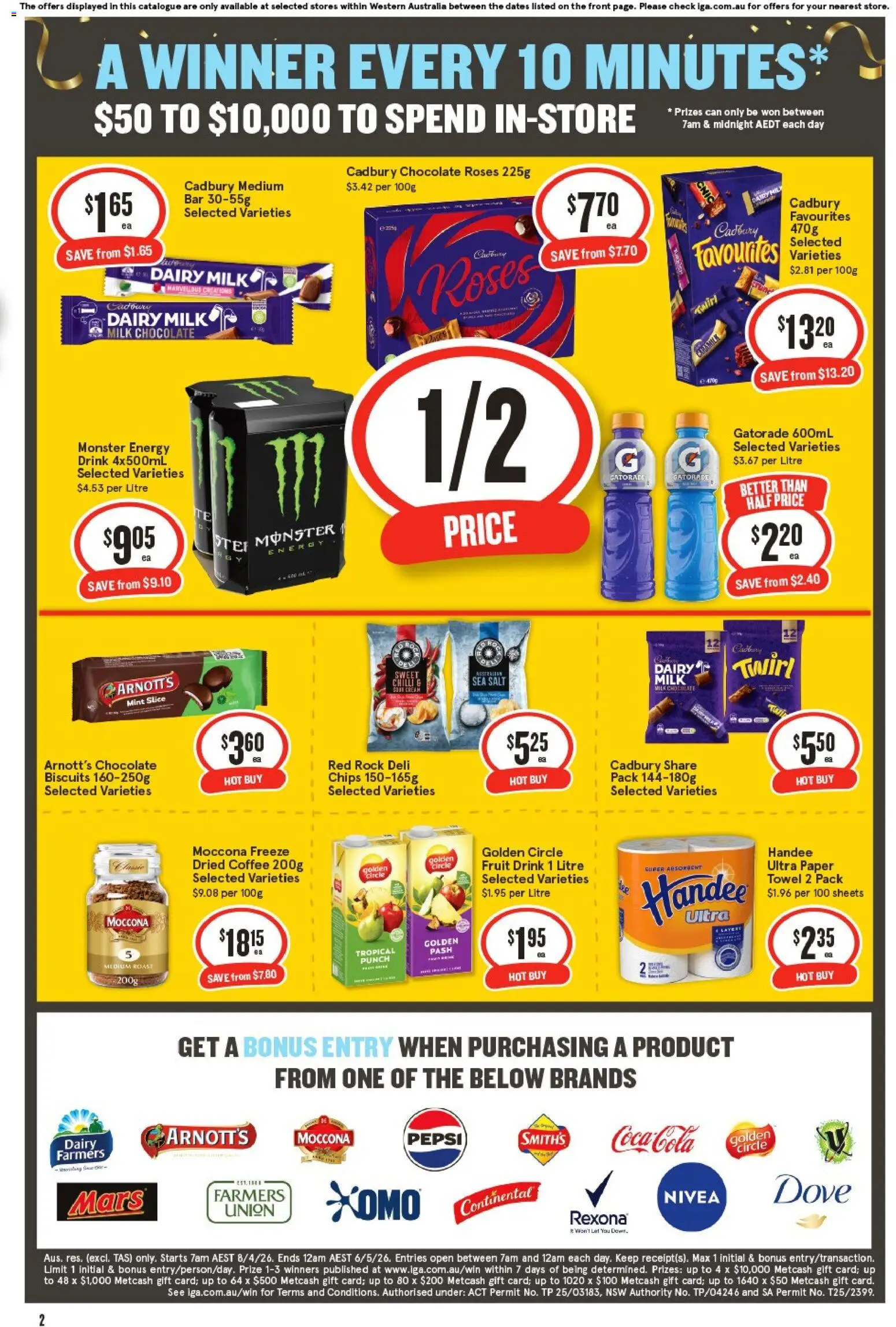 IGA catalogue - valid from 15.04.2026 | Page: 2 | Products: Chocolate, Chips, Biscuits, Salt