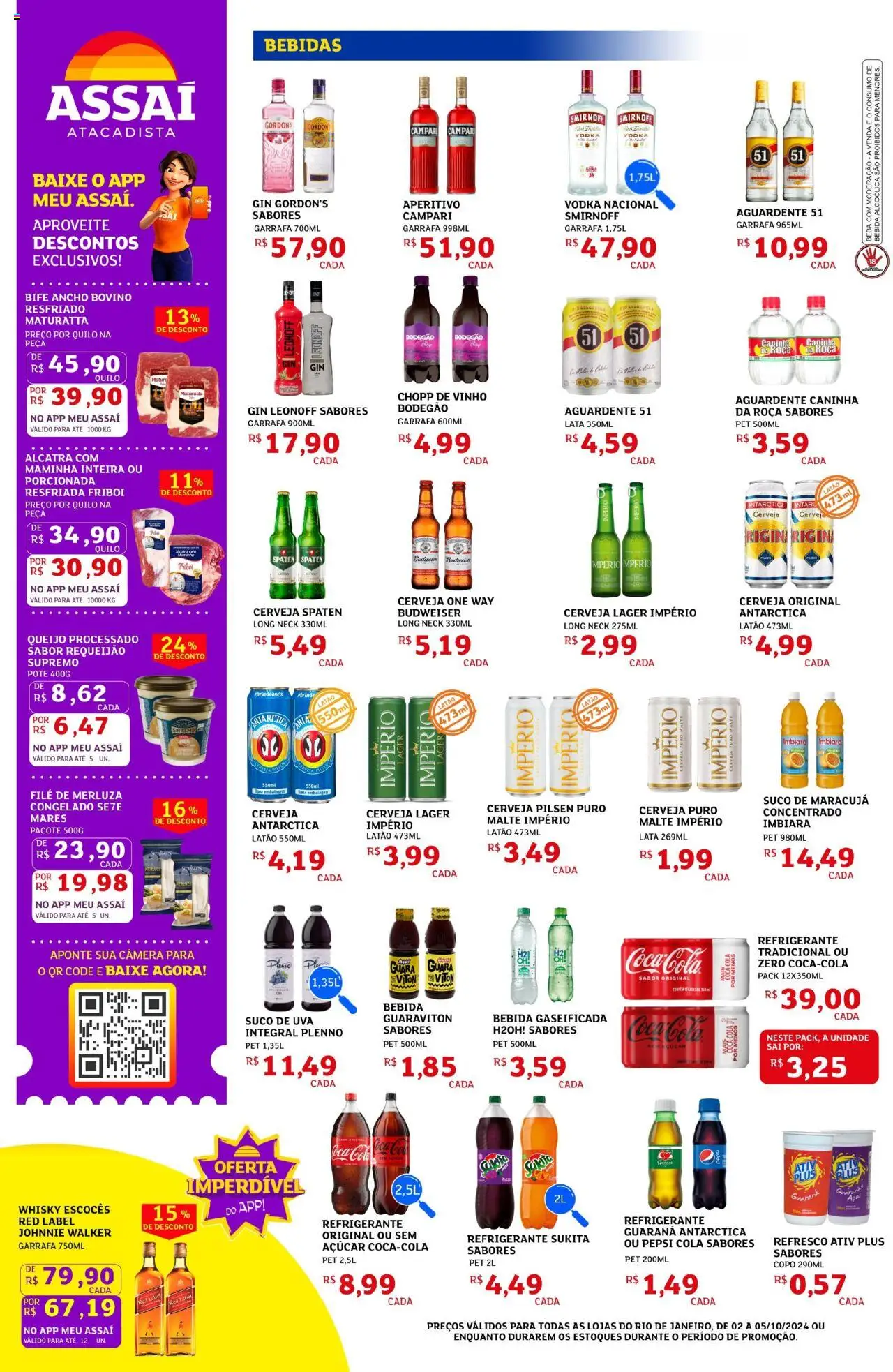 Assaí Atacadista Folheto - válido de 02.10.2025 | Página: 6 | Produtos: Maminha, Vinho, Açúcar, Requeijão