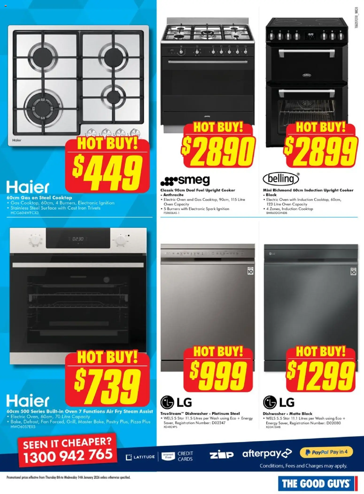 The Good Guys catalogue - valid from 07.01.2026 | Page: 8 | Products: Oven, Dishwasher, Iron, Fan