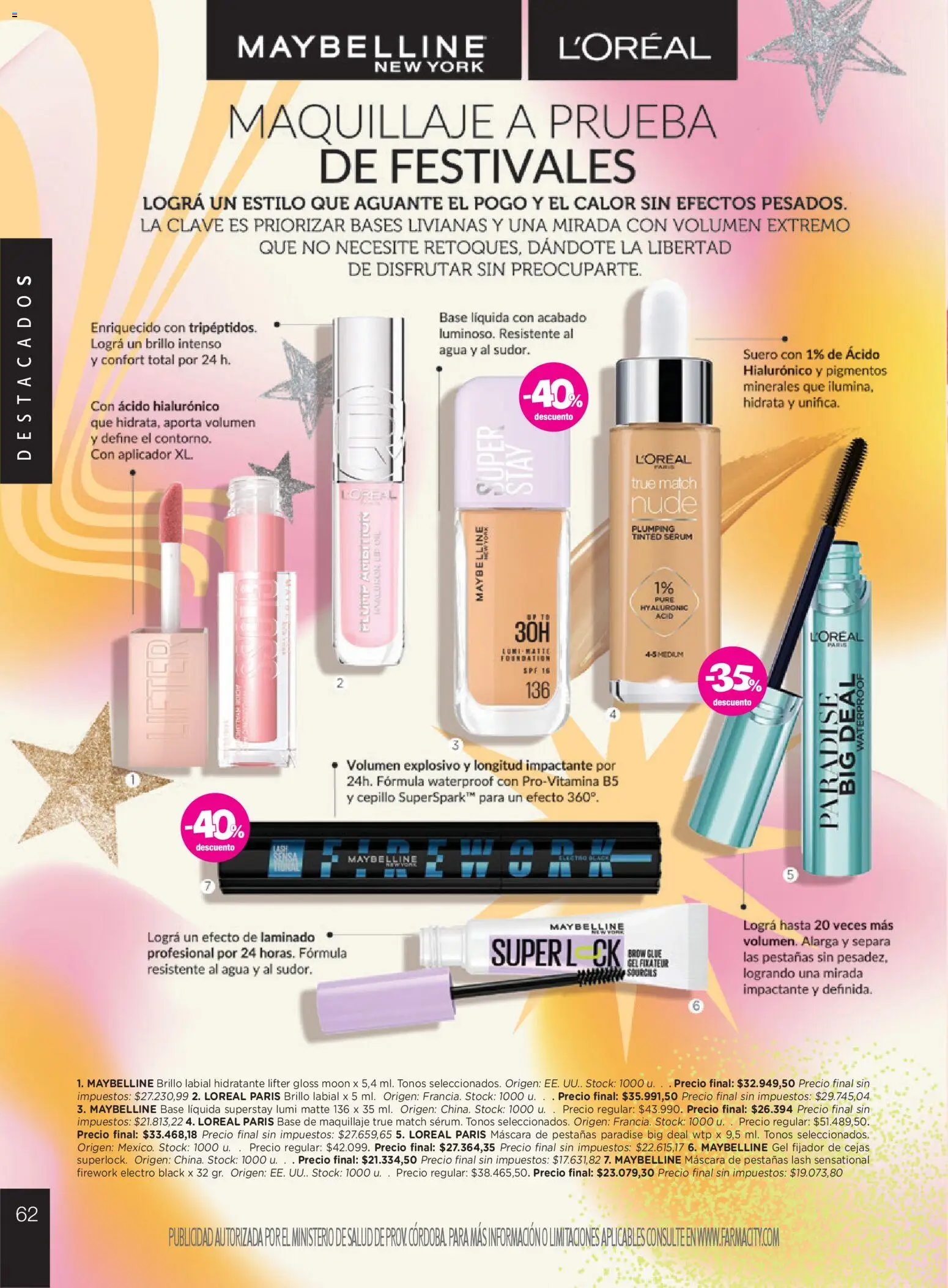 Farmacity catálogo │ válido desde el 03.03.2026 | Página: 62 | Productos: Maquillaje, Mascara de pestañas, Brillo, Agua