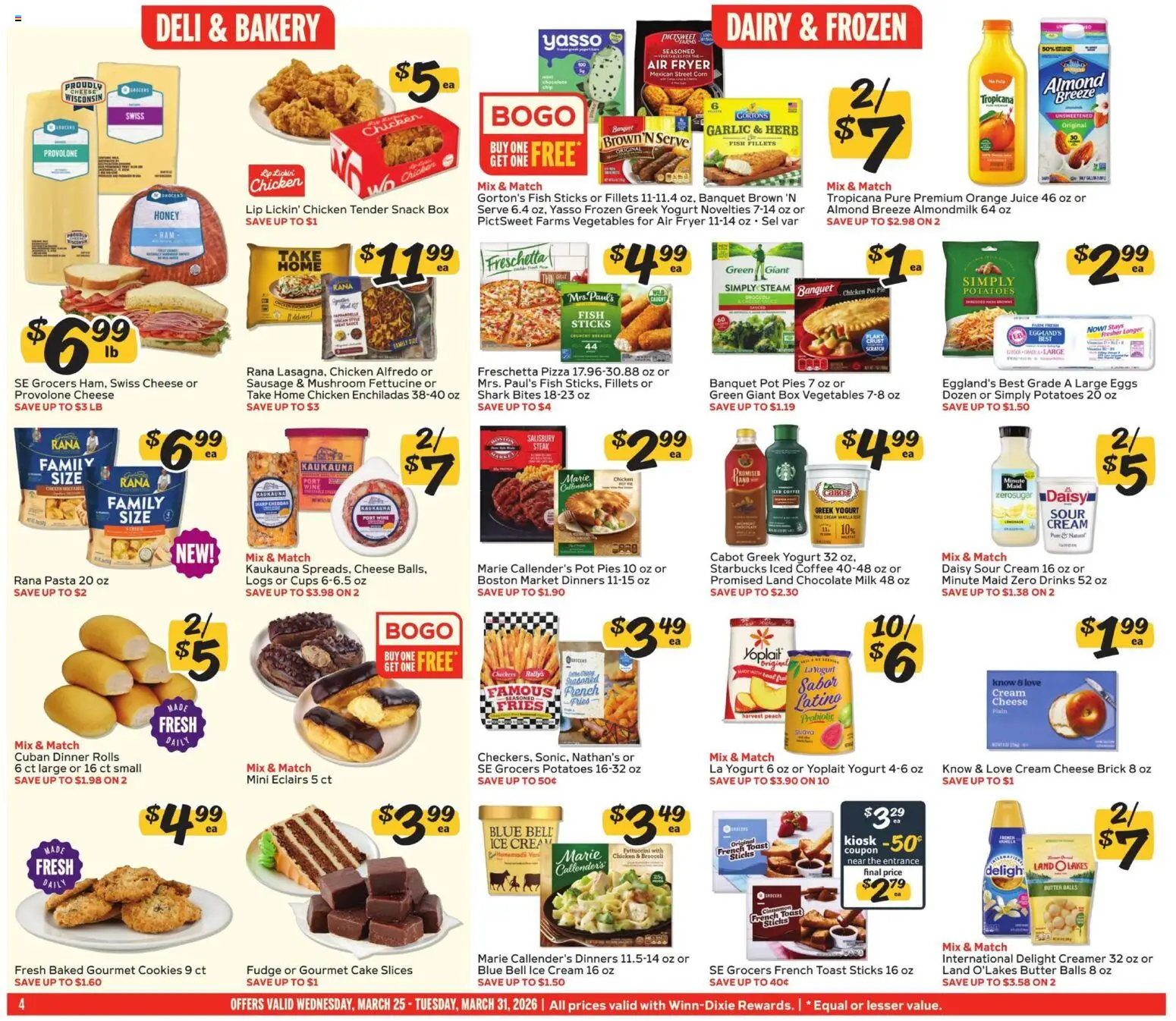 Winn Dixie Weekly Circular - FL - valid from 25.03.2026 | Page: 4 | Products: Box, Coffee, Ice cream, Garlic