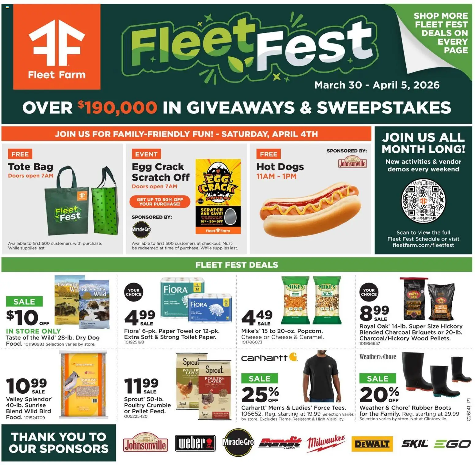 Mills Fleet Farm Weekly Ad - valid from 30.03.2026 | Page: 2 | Products: Cheese, Hot Dogs, Poultry, Bag