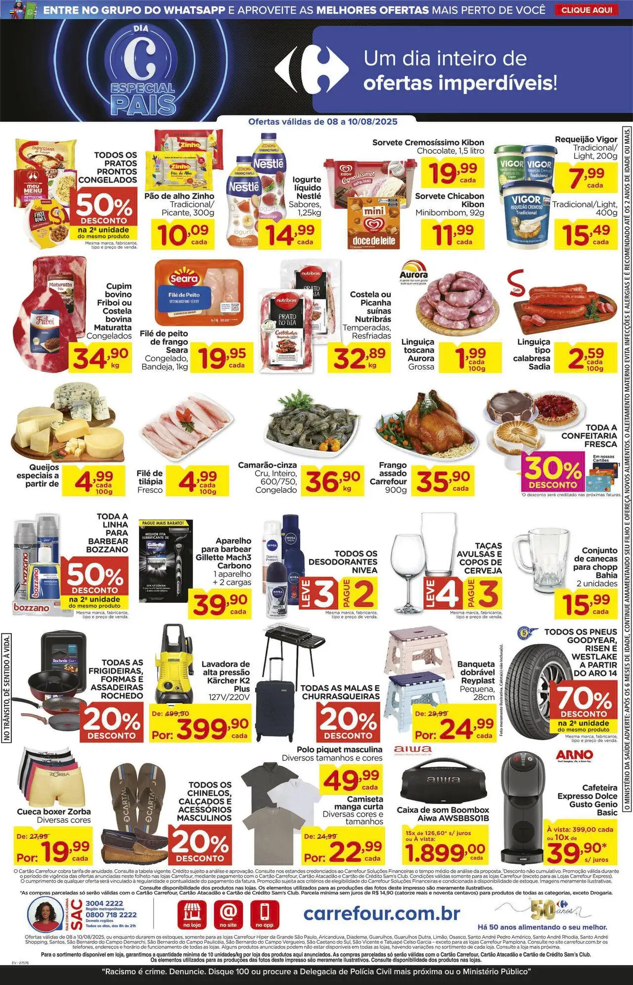 Carrefour Folheto - válido de 08.08.2025 | Página: 2 | Produtos: Taças, Picanha, Tilápia, Copos