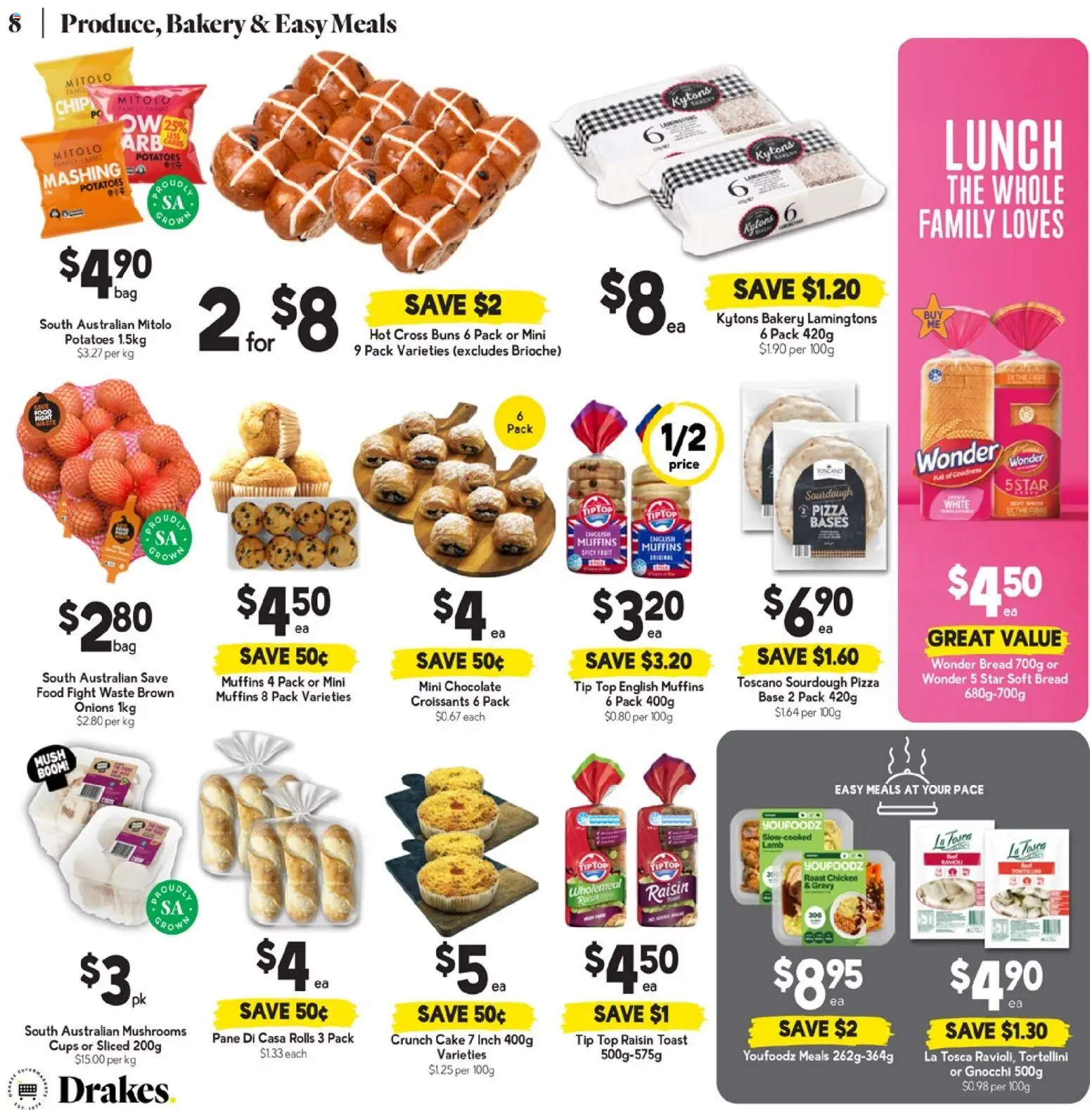 Drakes catalogue - valid from 21.01.2026 | Page: 8 | Products: Bread, Onions, Bag, Bakery