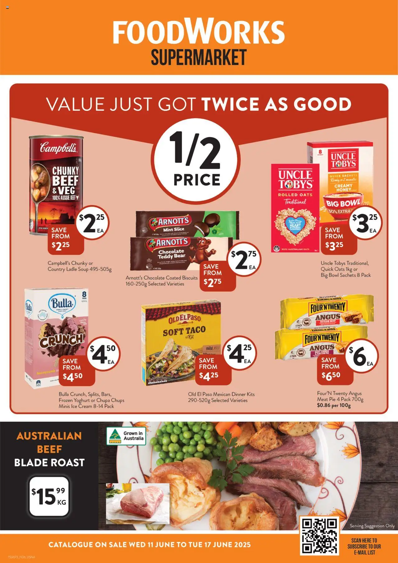 Foodworks catalogue - valid from 11.06.2025 | Page: 1 | Products: Chocolate, Honey, Meat, Oats