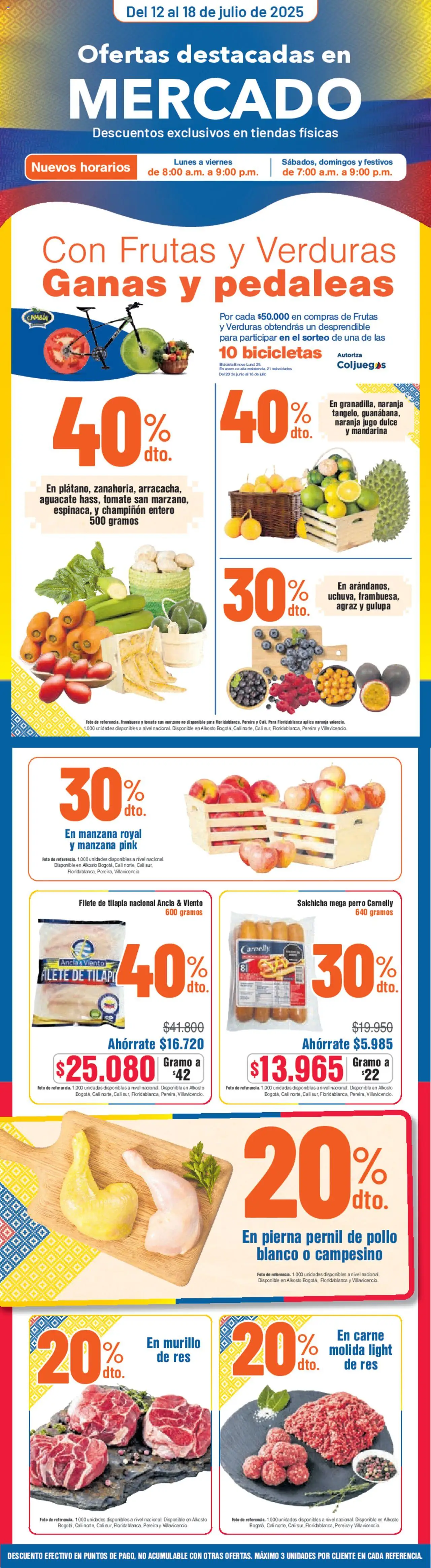 Alkosto revista - valida desde el 12.07.2025 | Página: 1 | Productos: Aguacate, Pollo, Salchicha, Manzana