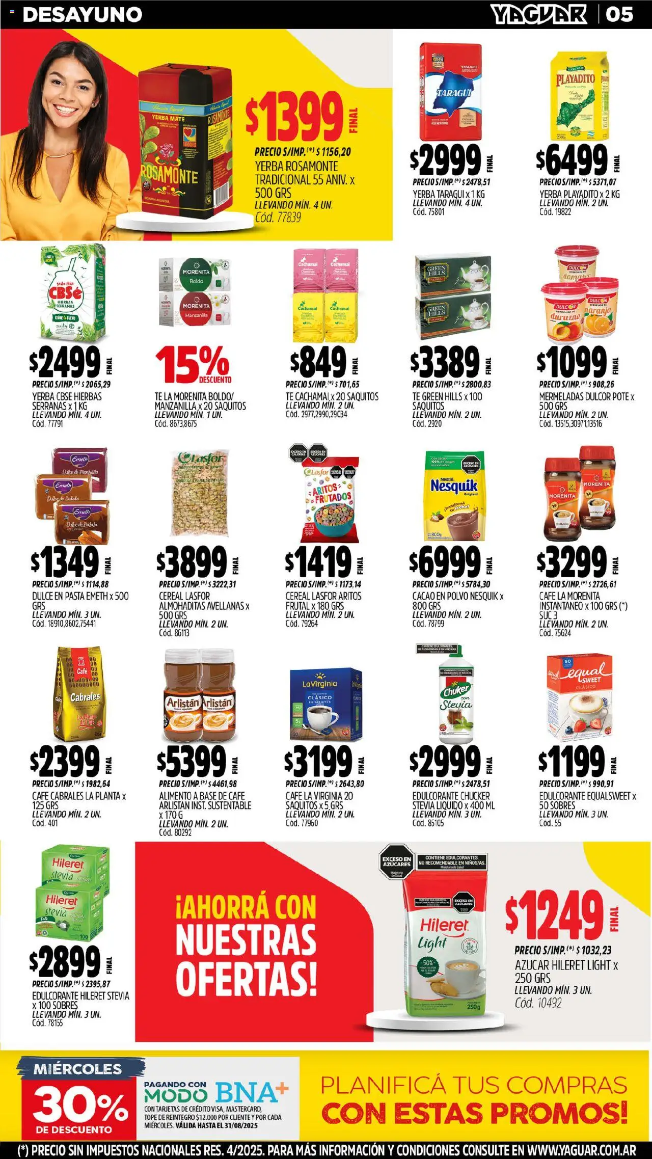 Yaguar - Chaco │ válido desde el 18.08.2025 | Página: 5 | Productos: Azucar, Edulcorante, Leche, Café