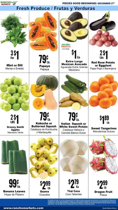 Preview of Rancho Markets weekly ads valid from 02.12.2025 | Page: 3 | Products: Apples, Tangerines, Eggplant, Dill