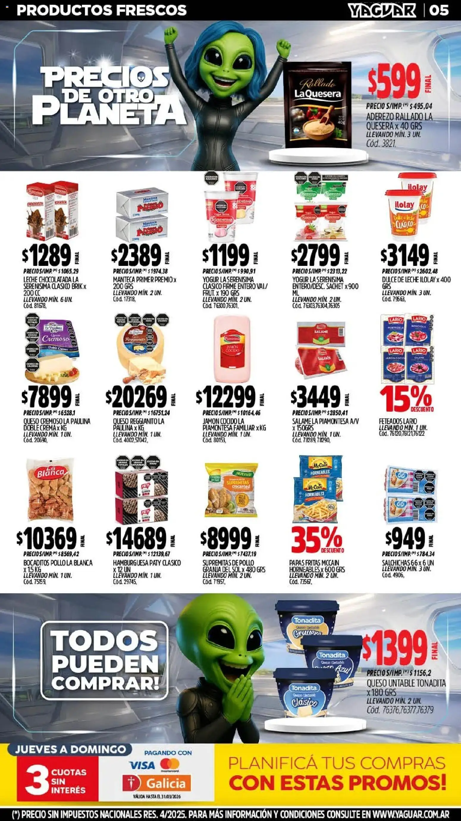 Yaguar - Oferta Semanal Neuquen │ válido desde el 09.03.2026 | Página: 5 | Productos: Pollo, Aderezo, Queso, Jamón
