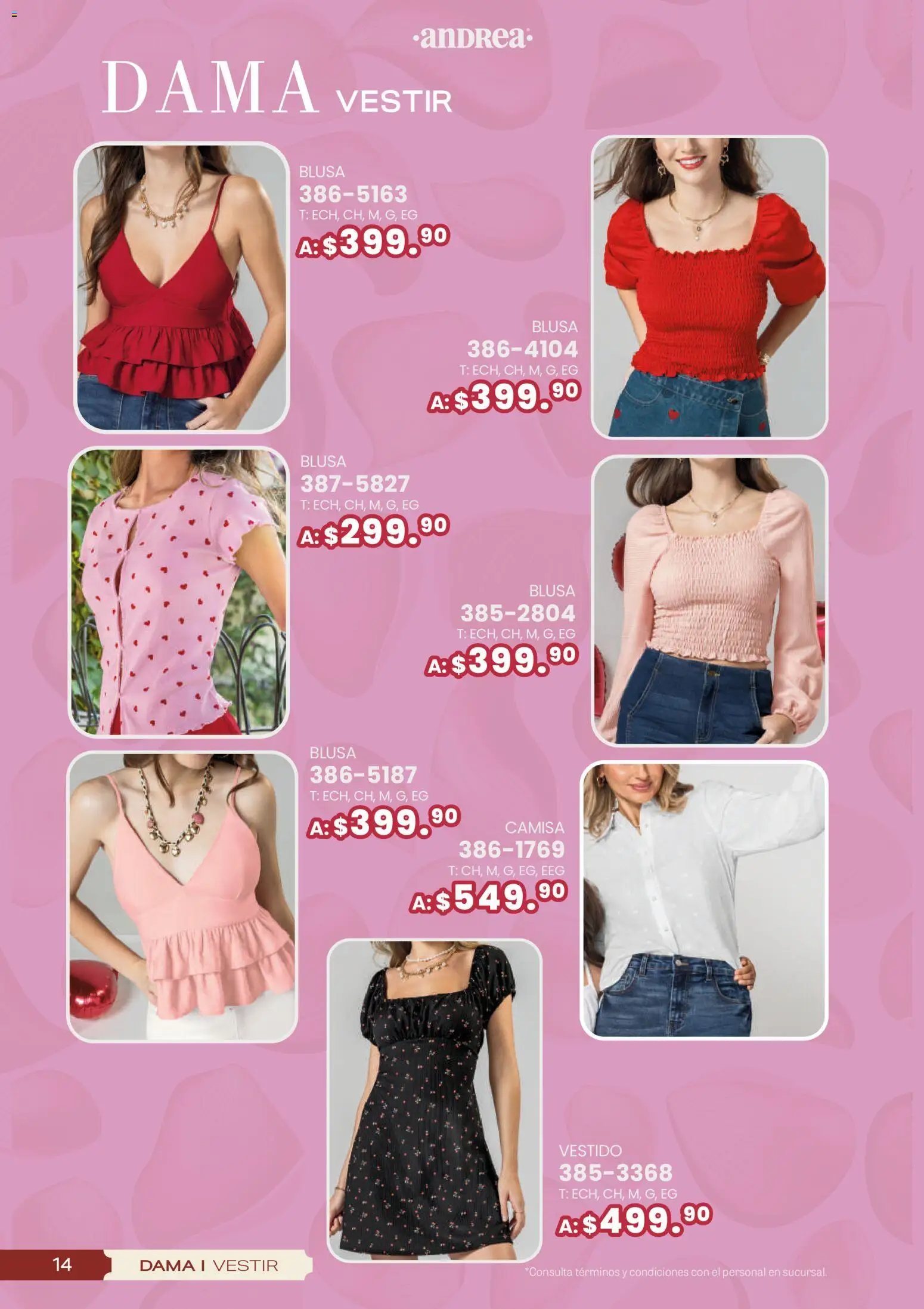 Nuevas ofertas de Andrea válidas en toda la República Mexicana desde el 25.01.2026. ¡Encuentra las mejores ofertas en Andrea catálogo San Vatentín! | Página: 14 | Productos: Blusa, Camisa, Vestido