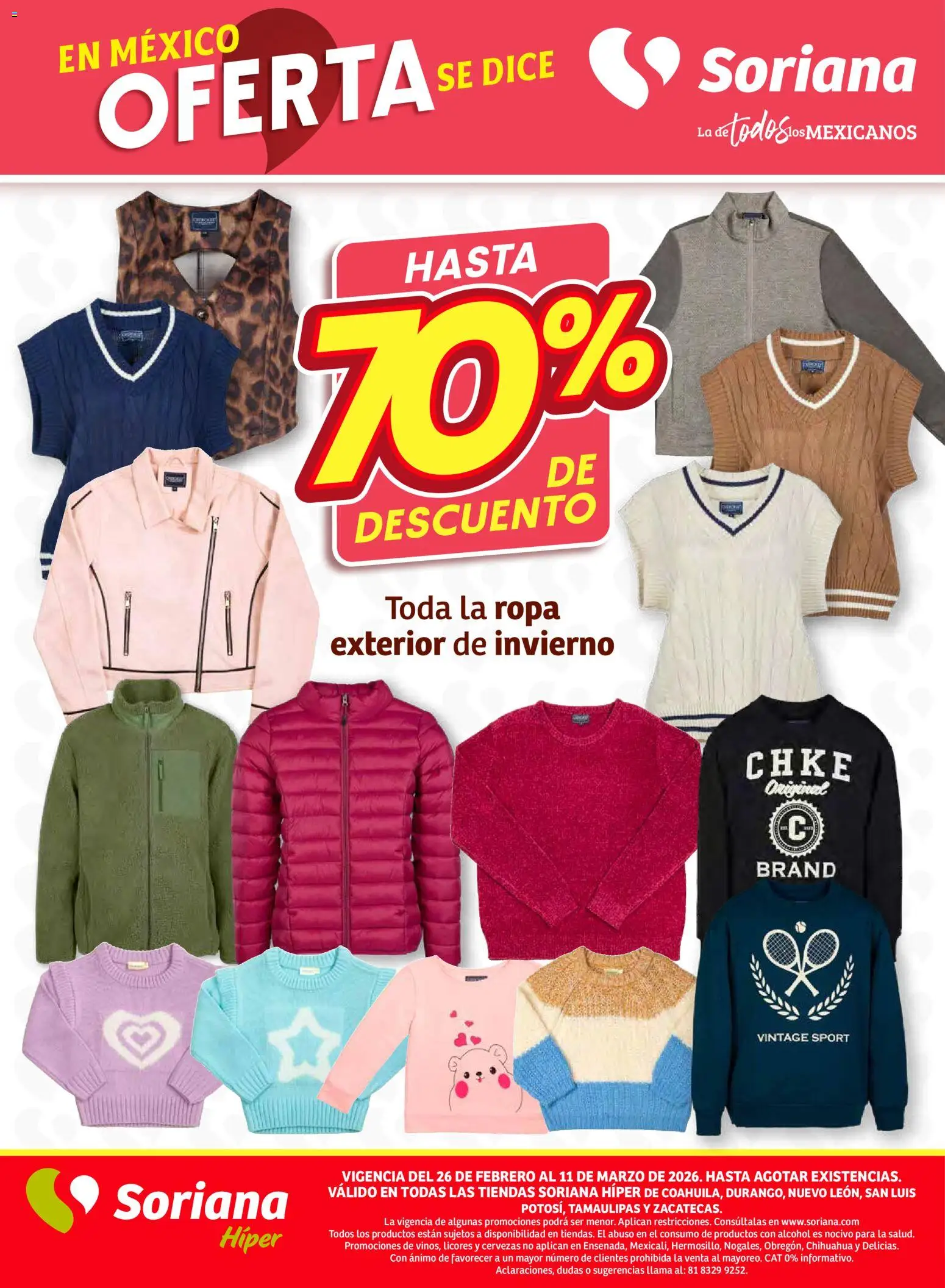 Nuevas ofertas de Soriana válidas en toda la República Mexicana desde el 26.02.2026. ¡Encuentra las mejores ofertas en Soriana - Preciazazaso Híper: Coah, Dur, NL, SLP, Tamps, Zac! | Página: 54 | Productos: Ropa