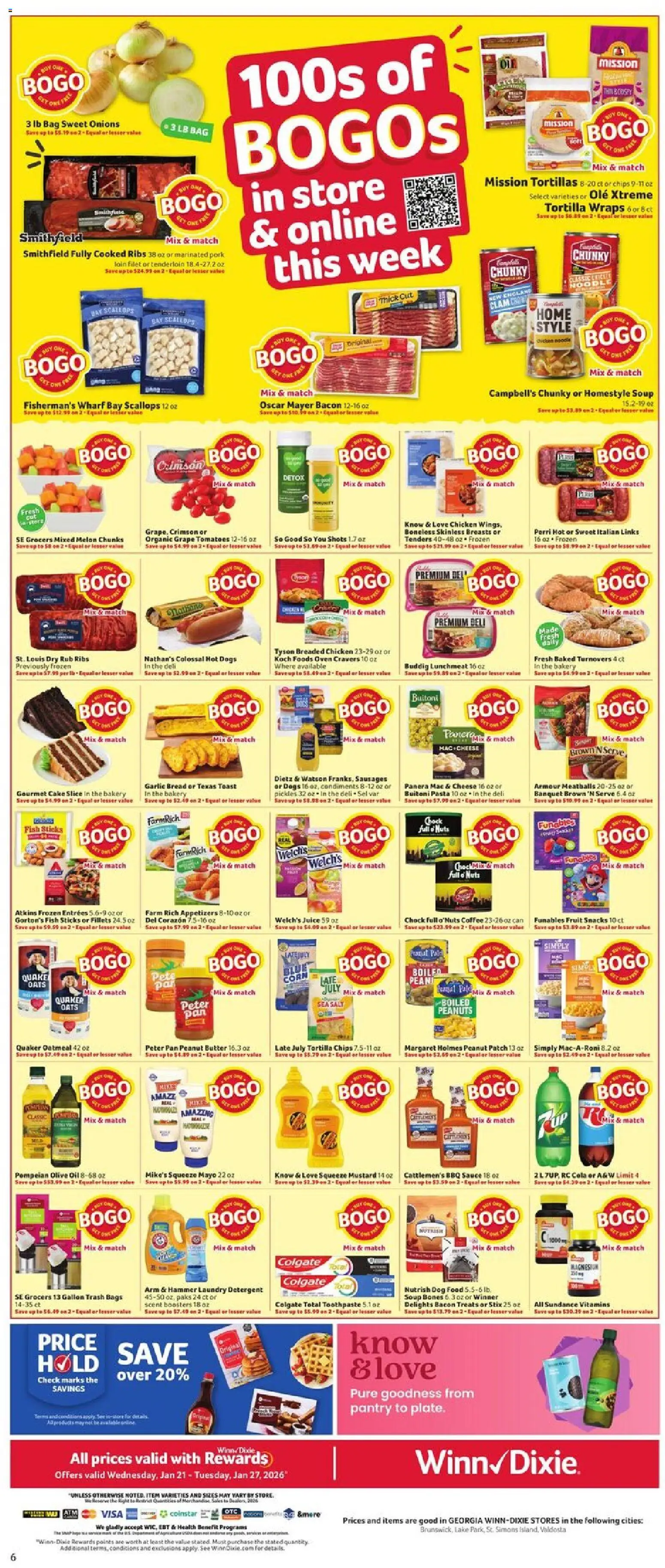Winn Dixie Weekly Circular - GA - valid from 21.01.2026 | Page: 6 | Products: Cheese, Pork, Tomatoes, Bag