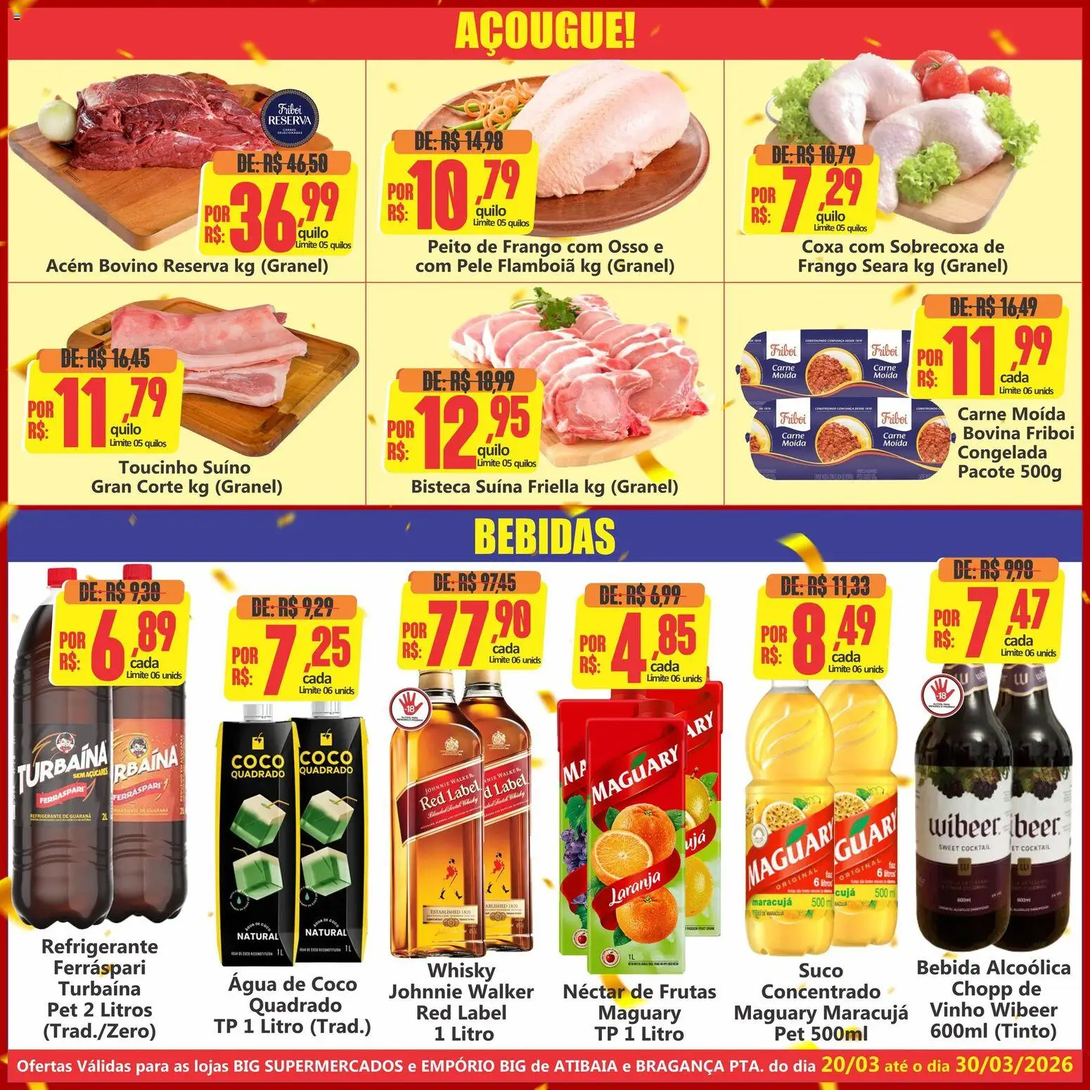 Big Supermercados Folheto - válido de 20.03.2026 | Página: 3 | Produtos: Whisky, Refrigerante, Frango, Peito de frango
