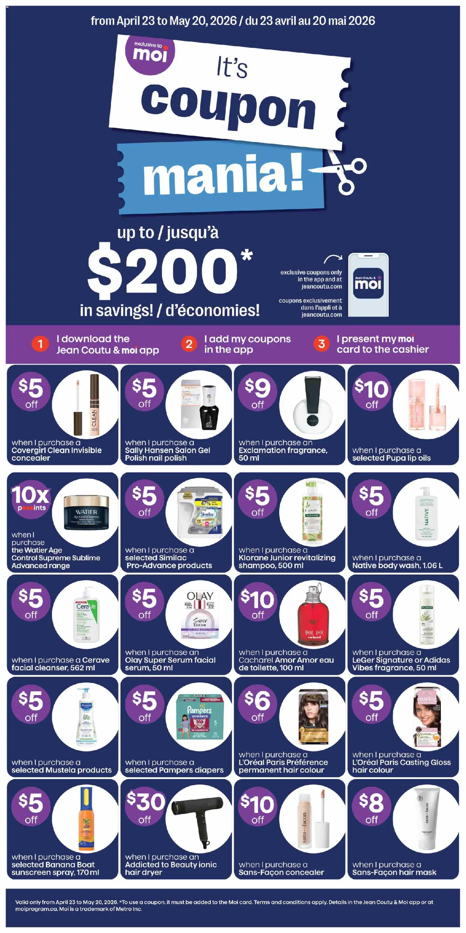 Jean Coutu flyer valid from 30.04.2026 | Page: 11 | Products: Hair dryer, Concealer, Mask, Sunscreen