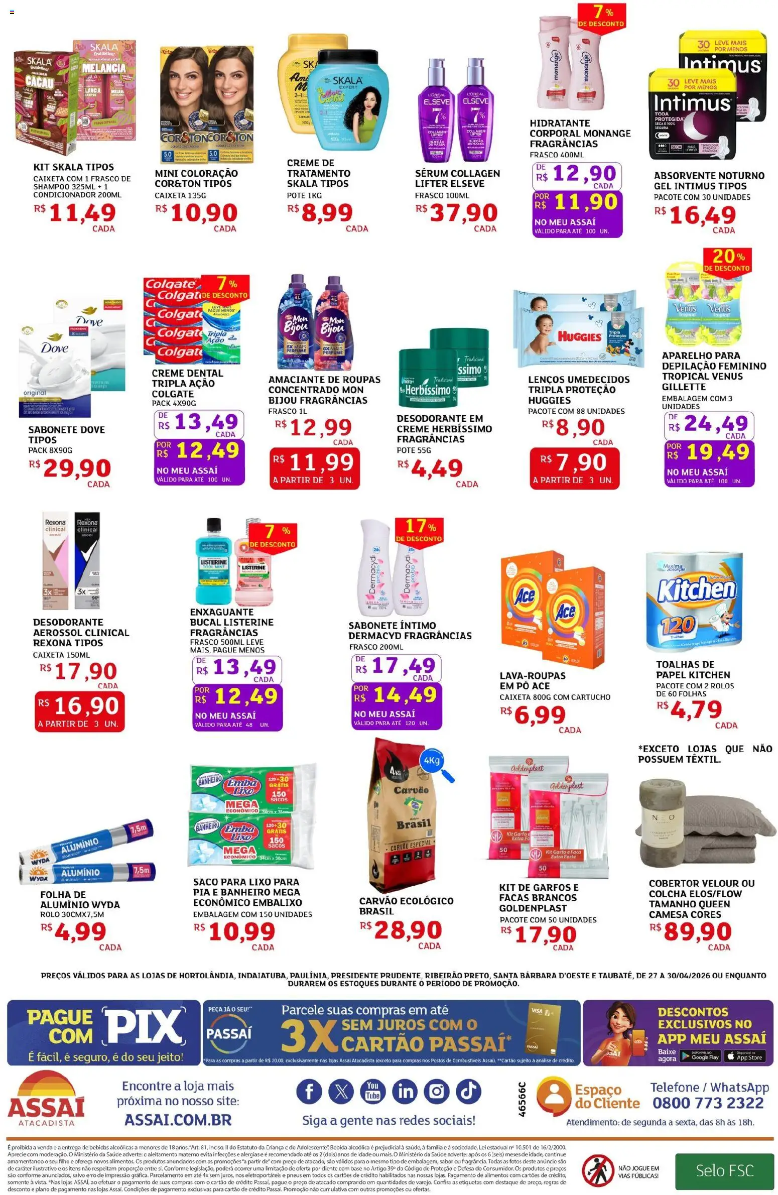 Assaí Atacadista Folheto - válido de 27.04.2026 | Página: 4 | Produtos: Saco para lixo, Condicionador, Base, Sérum