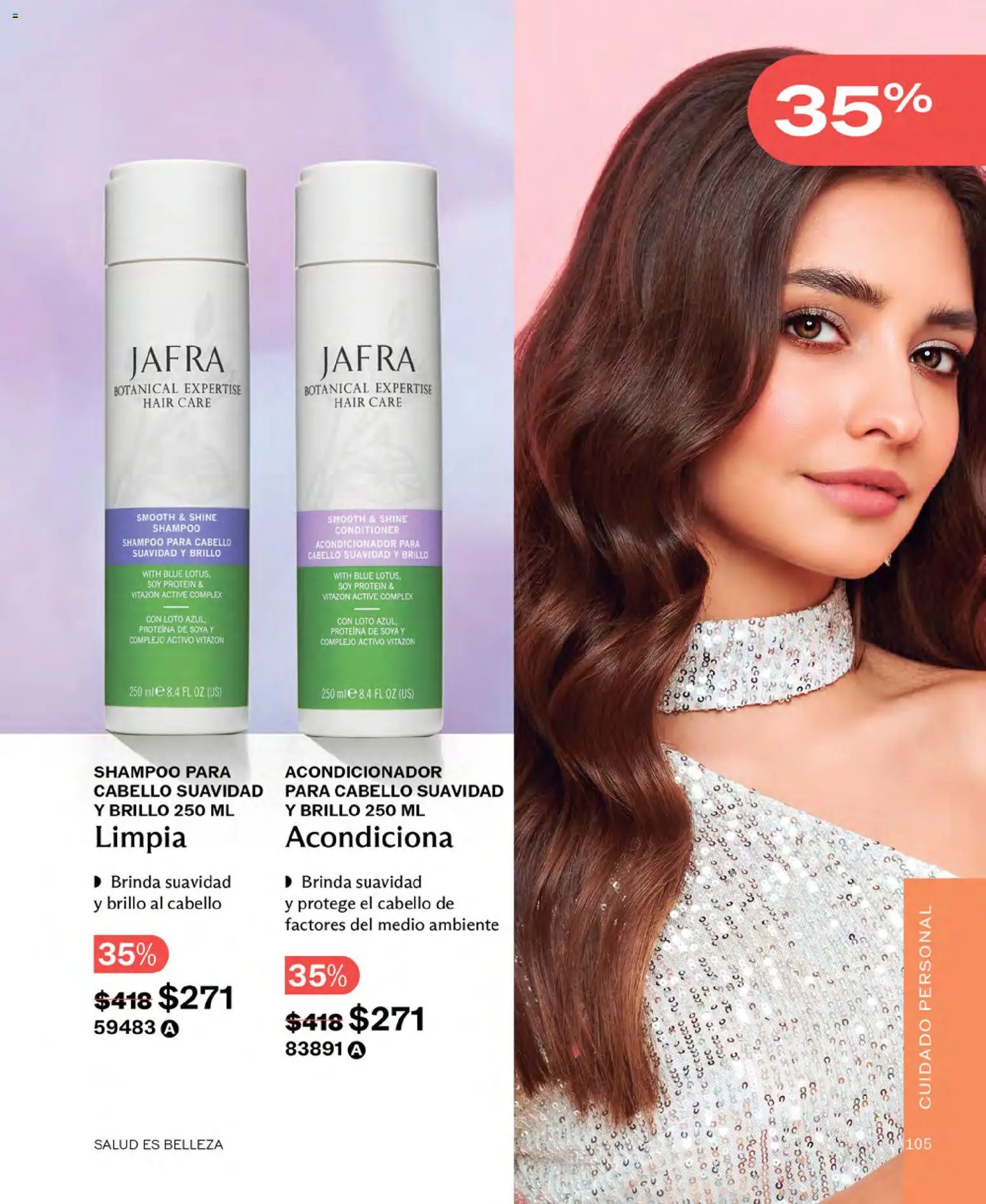 Nuevas ofertas de JAFRA válidas en toda la República Mexicana desde el 01.11.2025. ¡Encuentra las mejores ofertas en JAFRA catálogo! | Página: 105 | Productos: Brillo, Acondicionador