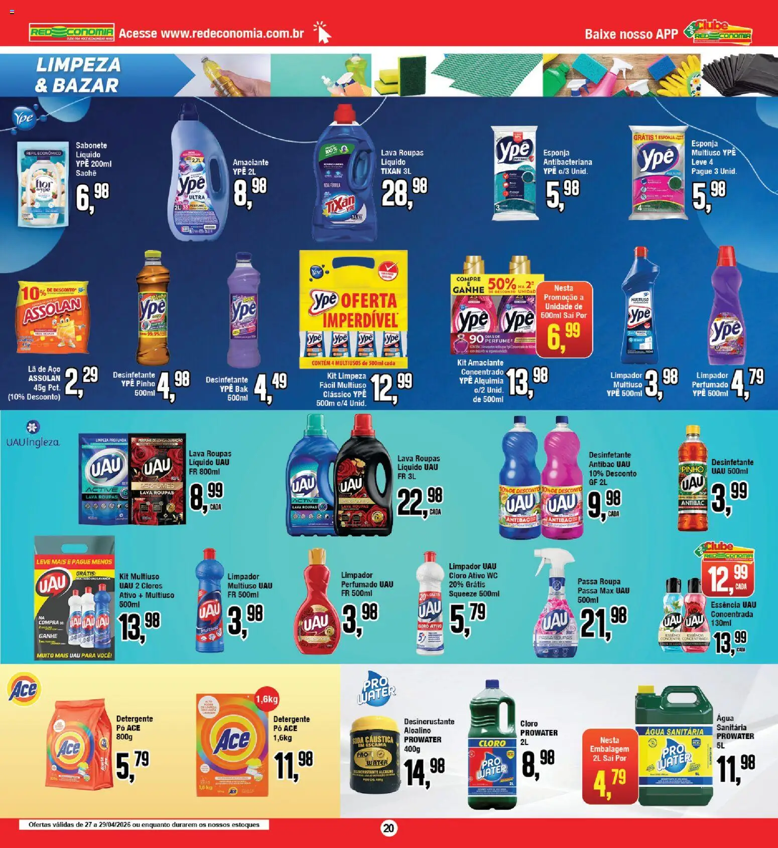RedEconomia Folheto - válido de 27.04.2026 | Página: 20 | Produtos: Esponja, Detergente, Soda cáustica, Perfumes